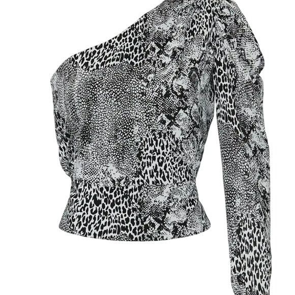 Other Retro AFRM Stryker 1 Shoulder Crop Top Animal Black Women's Size L / US 10 / IT 46 - 5 Thumbnail
