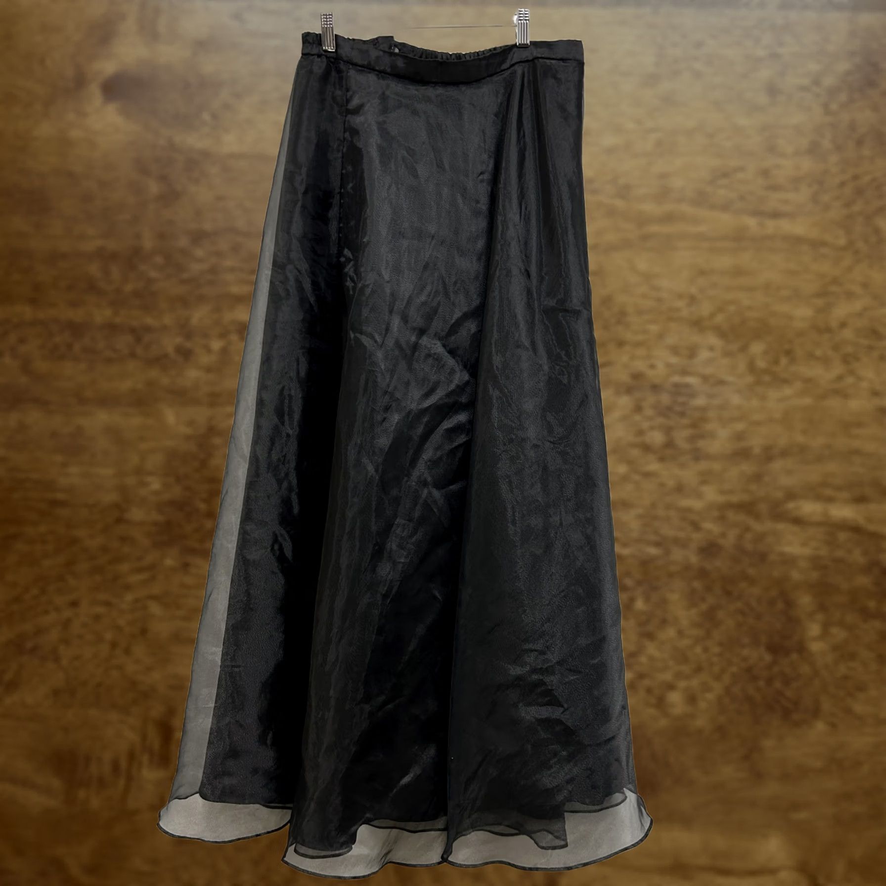 Vintage J.B.S. LTD. Skirt Womens Large Black Chiffon Maxi Long Lined Elastic Waist Party Size 36" / US 14 / IT 50 - 1 Thumbnail