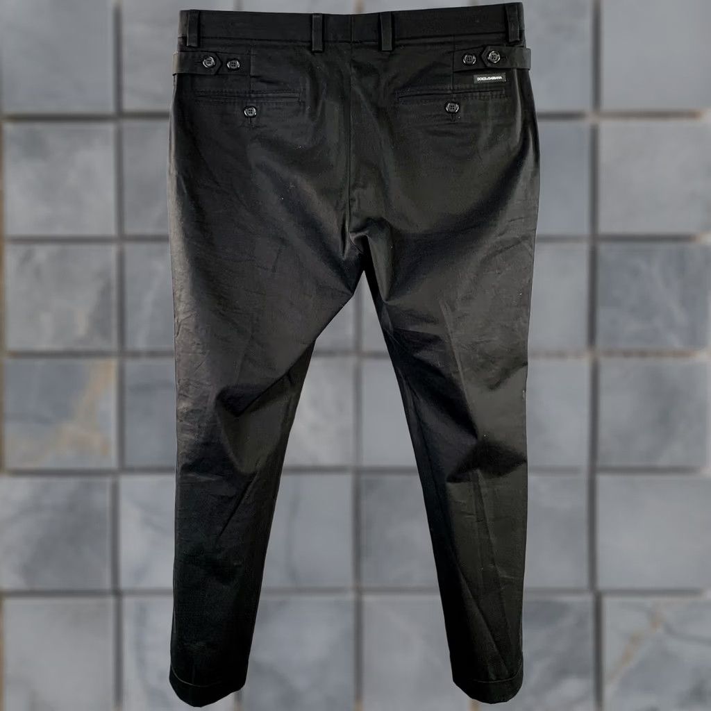 Dolce & Gabbana DOLCE & GABBANA Dress Pants Black Cotton Blend Side Tabs - 32 Men's Pants, Inseam 26, Regular, Italy Size US 32 / EU 48 - 1 Thumbnail