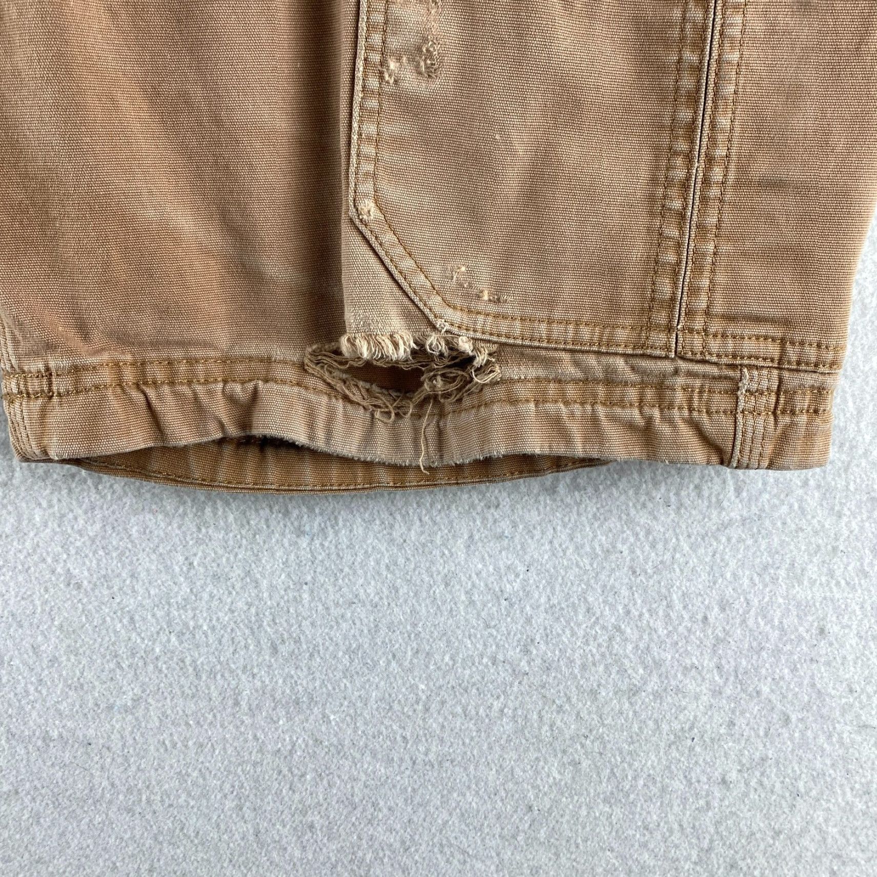 CO Duluth Cargo Shorts Mens 34 Beige Canvas Outdoors Distressed Cargo Pocket Mid Rise 12in Regular Mens Size US 34 / EU 50 - 6 Thumbnail