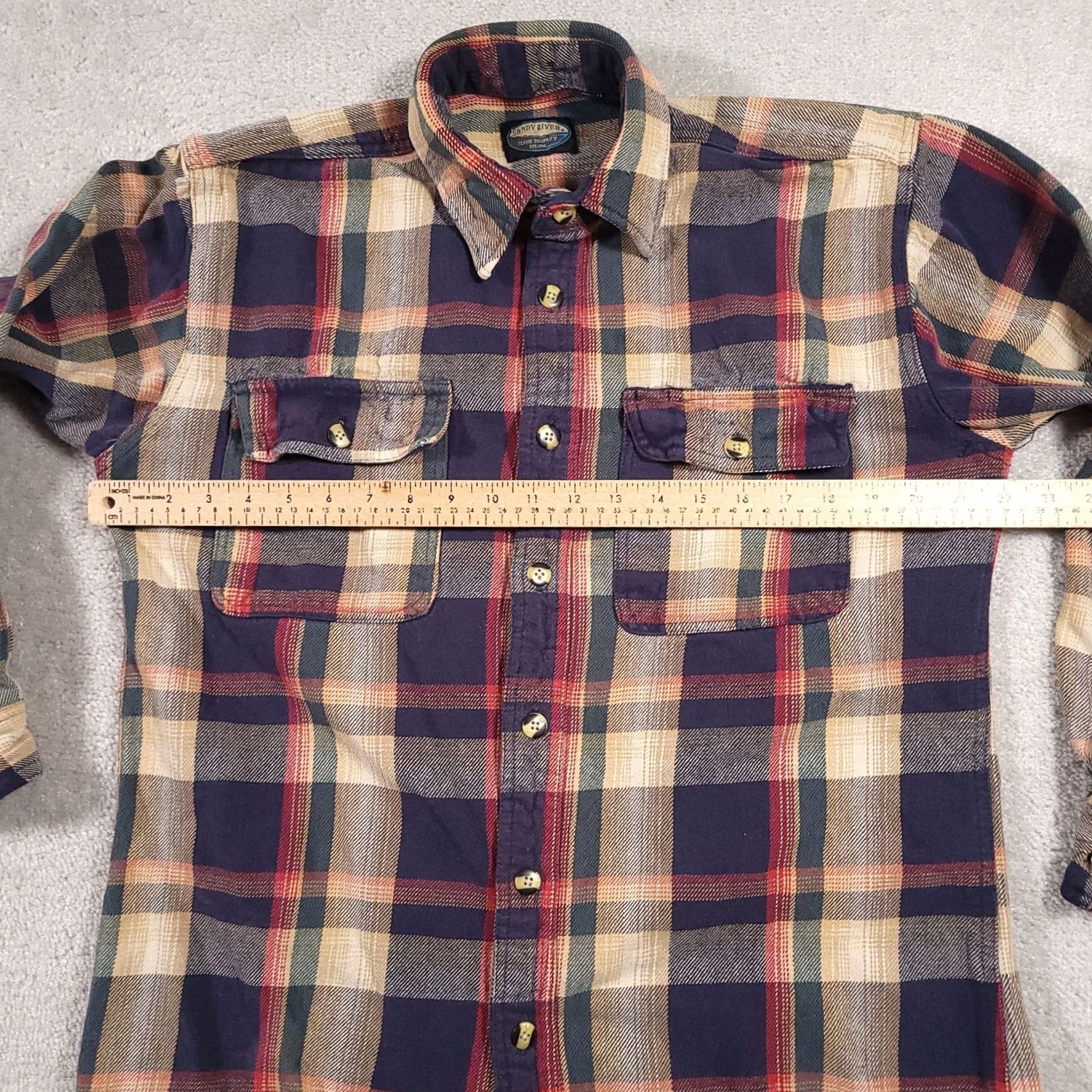 CO VINTAGE Sandy River Jeans Co Heavy Button Up Flannel Shacket Shirt Mens LT Tall Workwear Size US L / EU 52-54 / 3 - 6 Thumbnail