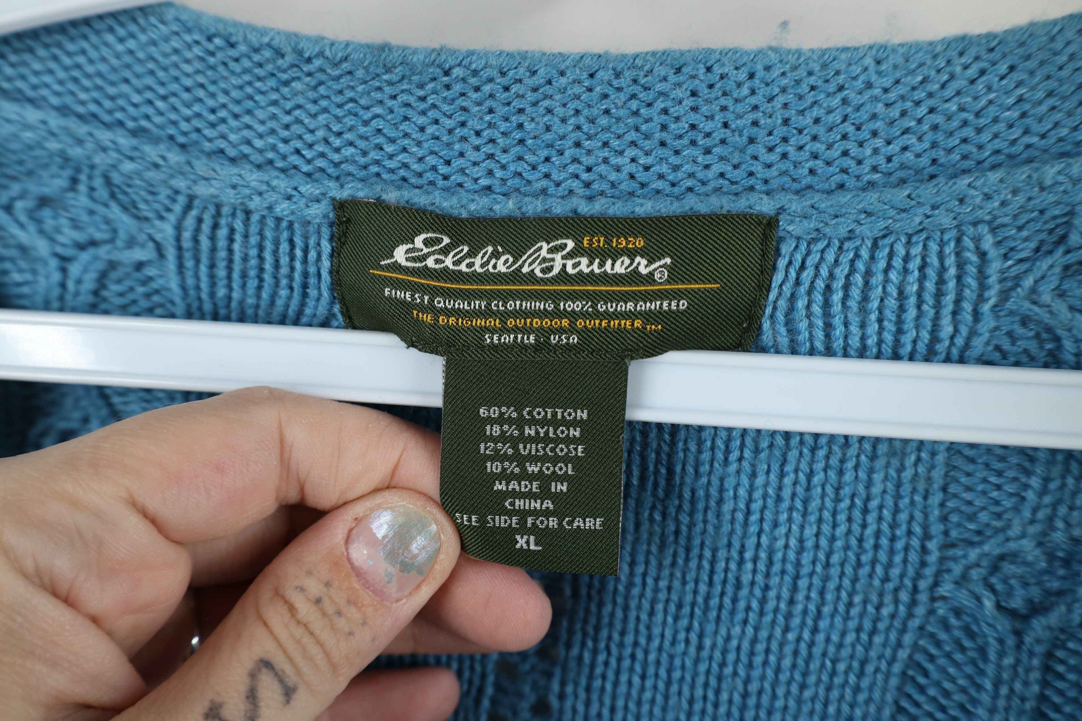 Eddie Bauer × Vintage Vintage Eddie Bauer Wool Blend Cable Knit Cardigan Sweater Size XL / US 12-14 / IT 48-50 - 9 Thumbnail