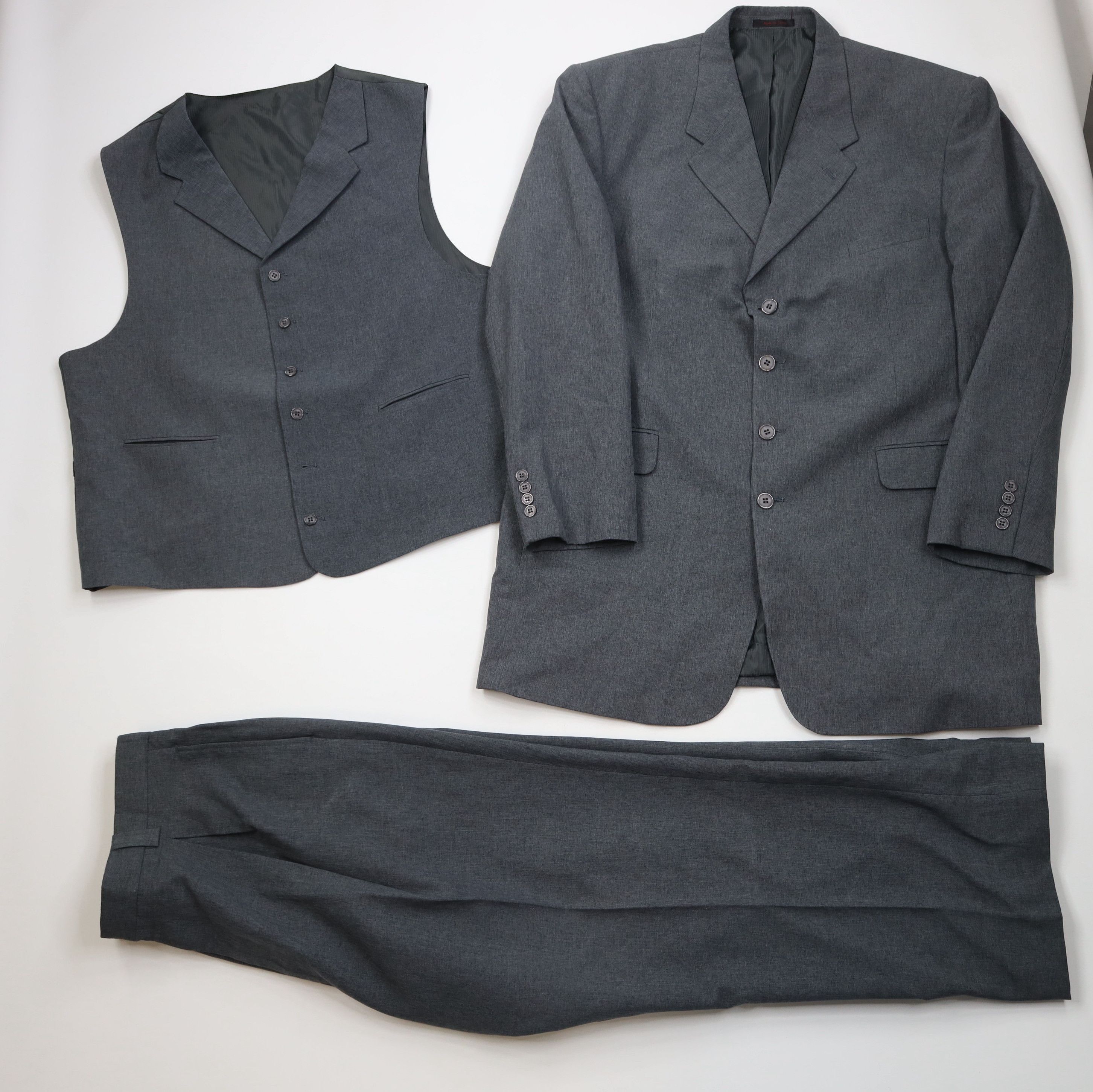 Vintage Vintage 90s Streetwear Baggy 3 Piece Knit Suit Wedding Size 46L - 1 Thumbnail