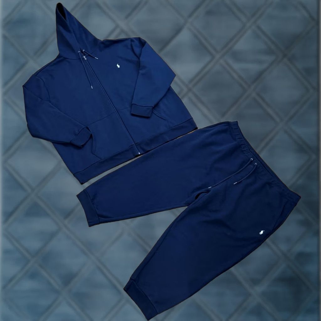 Polo Ralph Lauren Polo Ralph Lauren Blue Fleece Full-Zip Sweatsuit Set Hoodie Sweatpants 4XB Men's Size US XXL / EU 58 / 5 - 1 Thumbnail