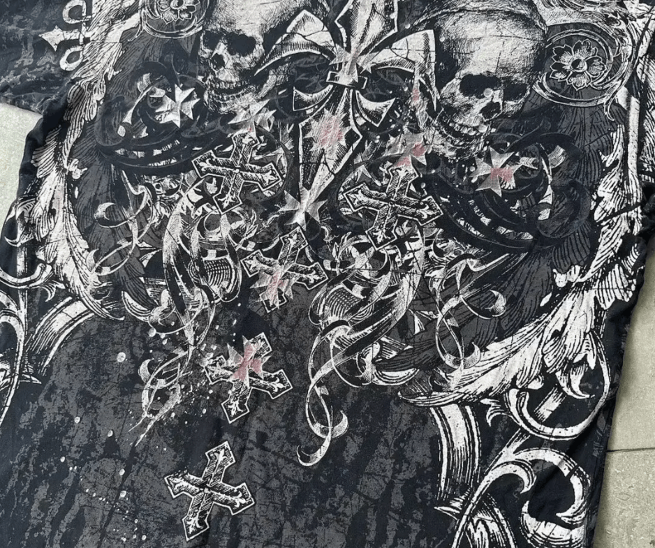Japanese Brand Y2K Retro Gothic Skull Print T-shirt Size US L / EU 52-54 / 3 - 6 Thumbnail