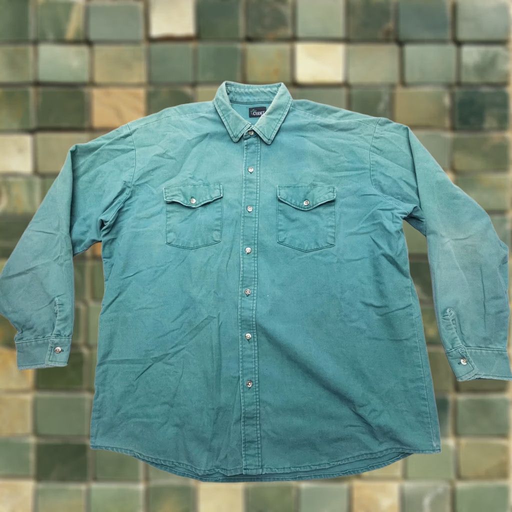 CLOT VINTAGE Codet Heavy Cotton Chamois Cloth Shirt Mens 3XL Green Work Field Bush Size US XXL / EU 58 / 5 - 1 Thumbnail