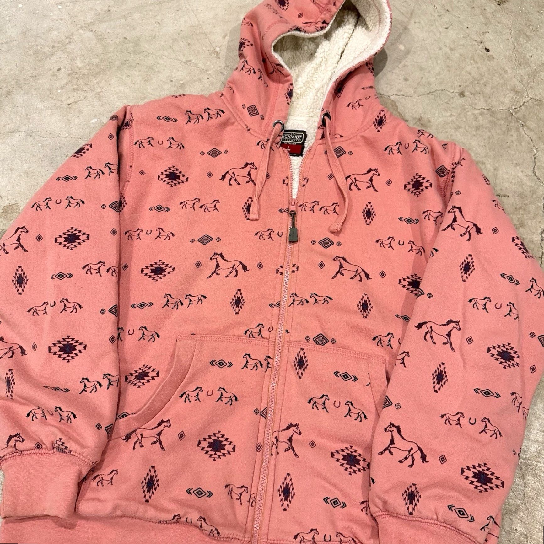 Pinko C.E. Schmidt Womens Jacket Pink Horse Zip Up Hooded Sherpa Lined Short Sleeve Long Sleeve Jacket Womens Large Regular Fit Vintage? No. Size L / US 10 / IT 46 - 4 Thumbnail