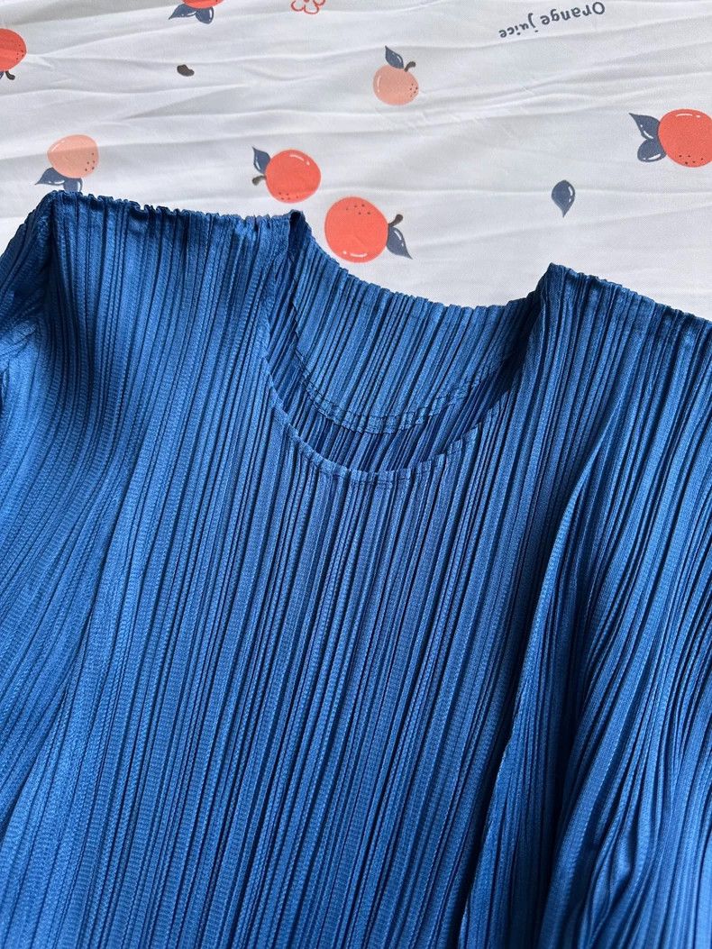 Issey Miyake Issey Miyake size:3 Blue pleated long-sleeved shirt Size S / US 4 / IT 40 - 6 Thumbnail