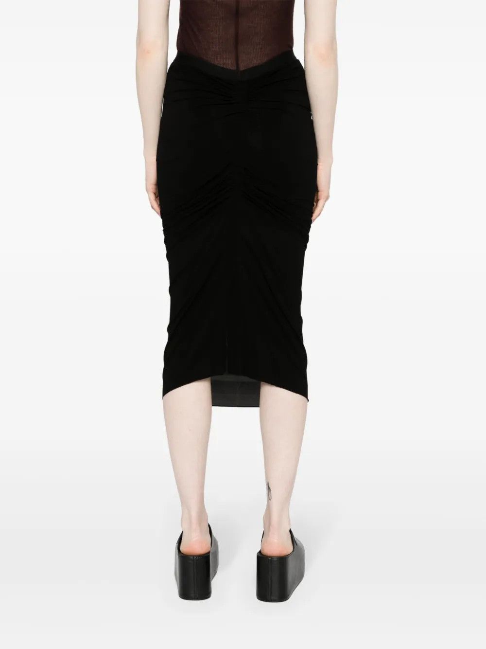Rick Owens o1y0126 Midi Skirt in Black Size 28" / US 6 / IT 42 - 3 Thumbnail