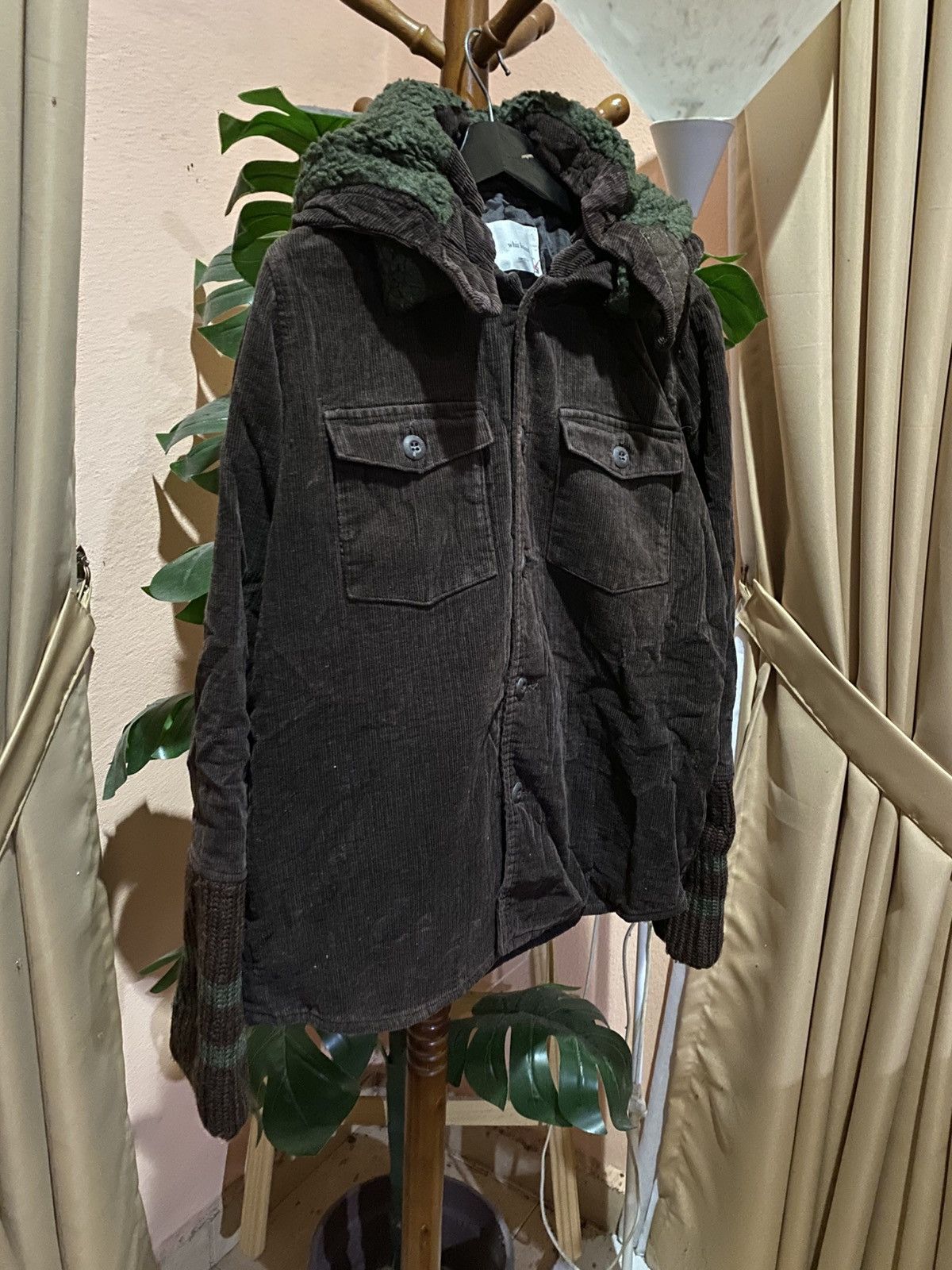 WHIZ LIMITED Brown Corduroy Hooded Jacket with Knit Cuffs & Sherpa Lining Size US M / EU 48-50 / 2 - 5 Thumbnail