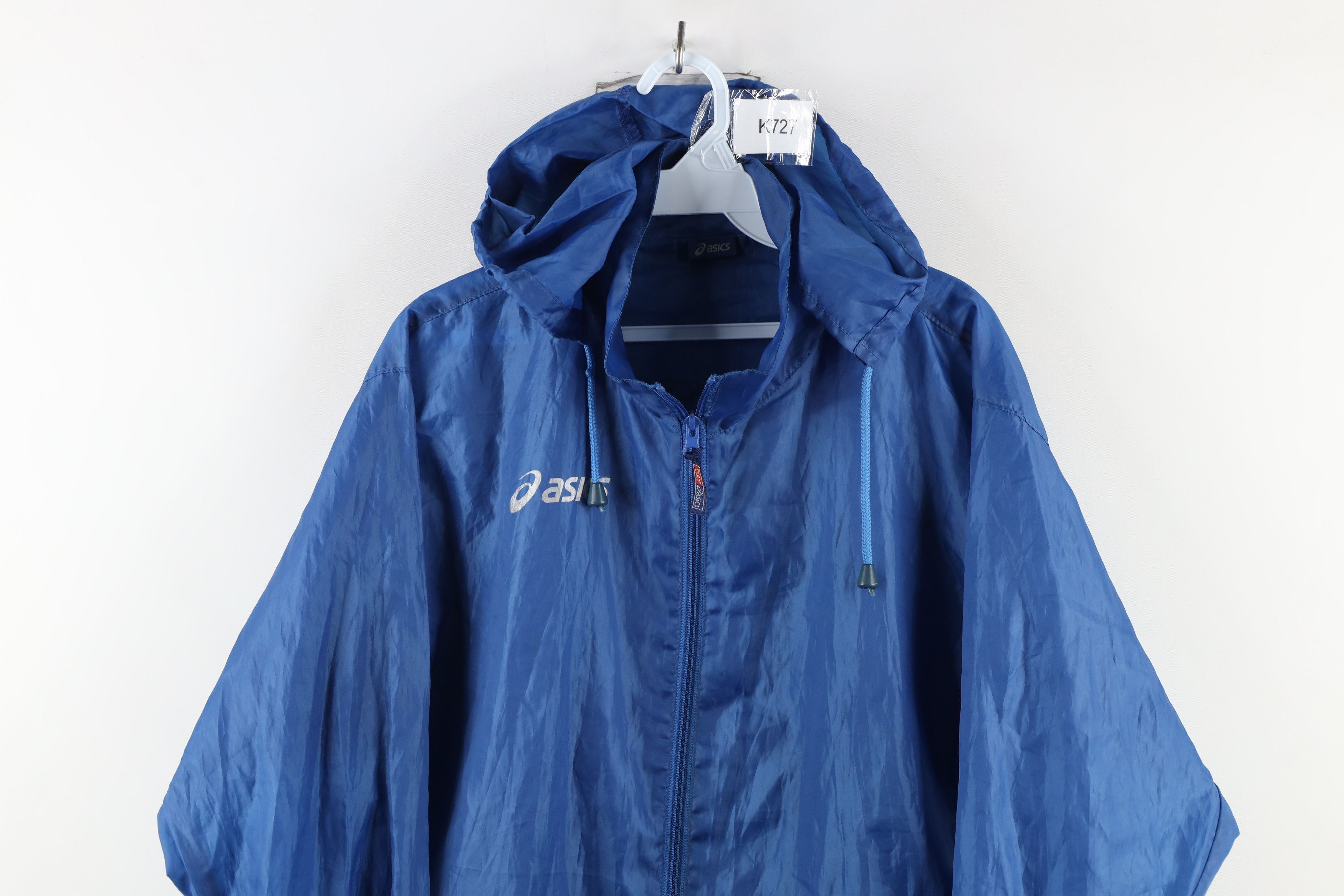 Asics × Vintage Vintage 90s Asics Out Lightweight Hooded Windbreaker Jacket Size US XL / EU 56 / 4 - 2 Thumbnail