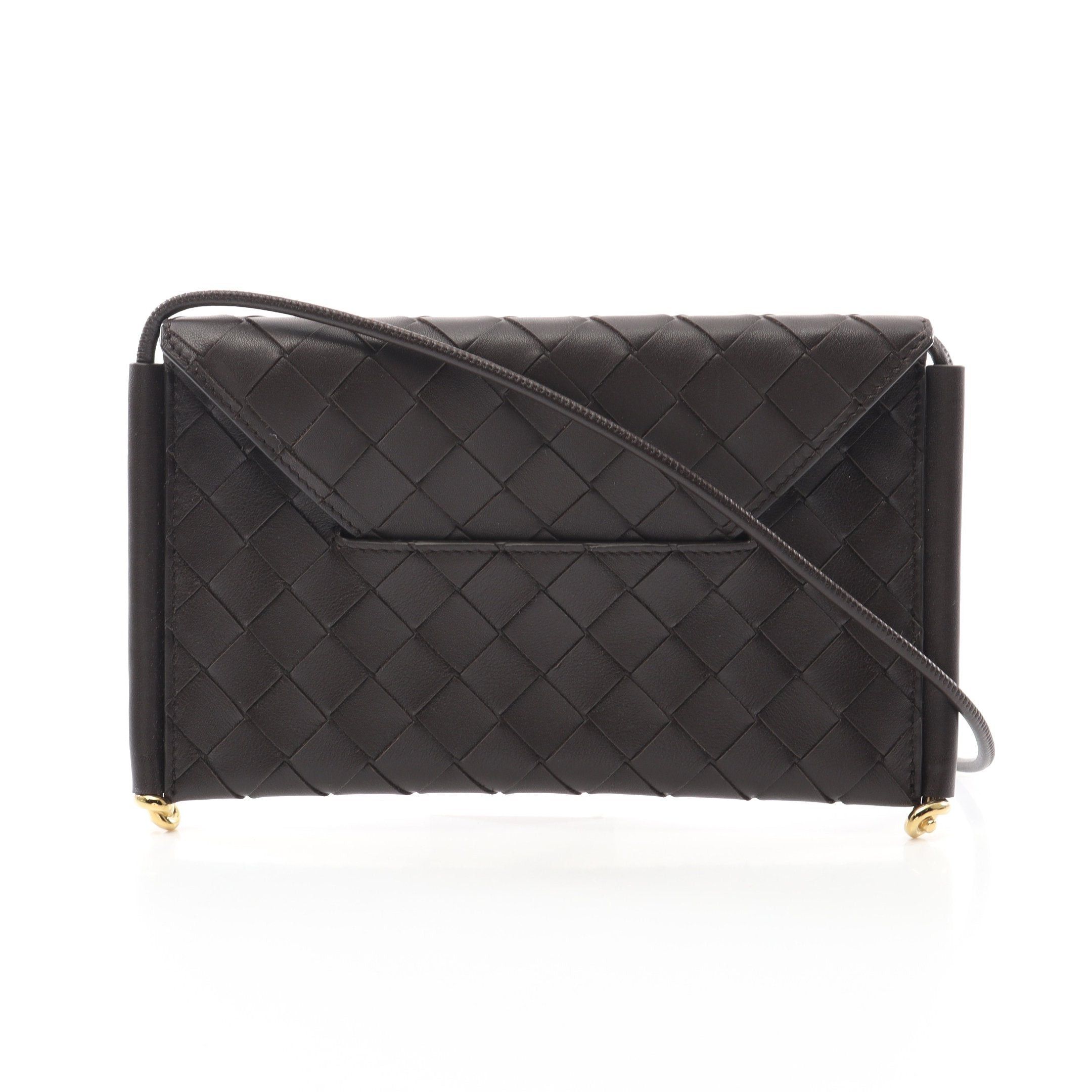 Bottega Veneta Bottega Veneta Intrecciato Phone Pouch Shoulder Bag Leather Dark Brown Size ONE SIZE - 1 Thumbnail