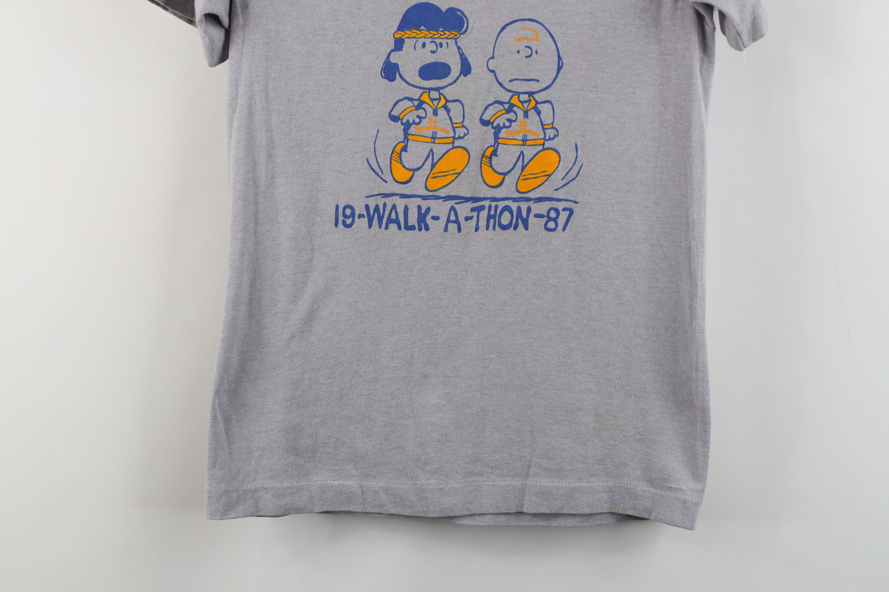 Vintage Vintage 80s Peanuts Charlie Brown A Thon T-Shirt Gray USA Size S / US 4 / IT 40 - 3 Thumbnail