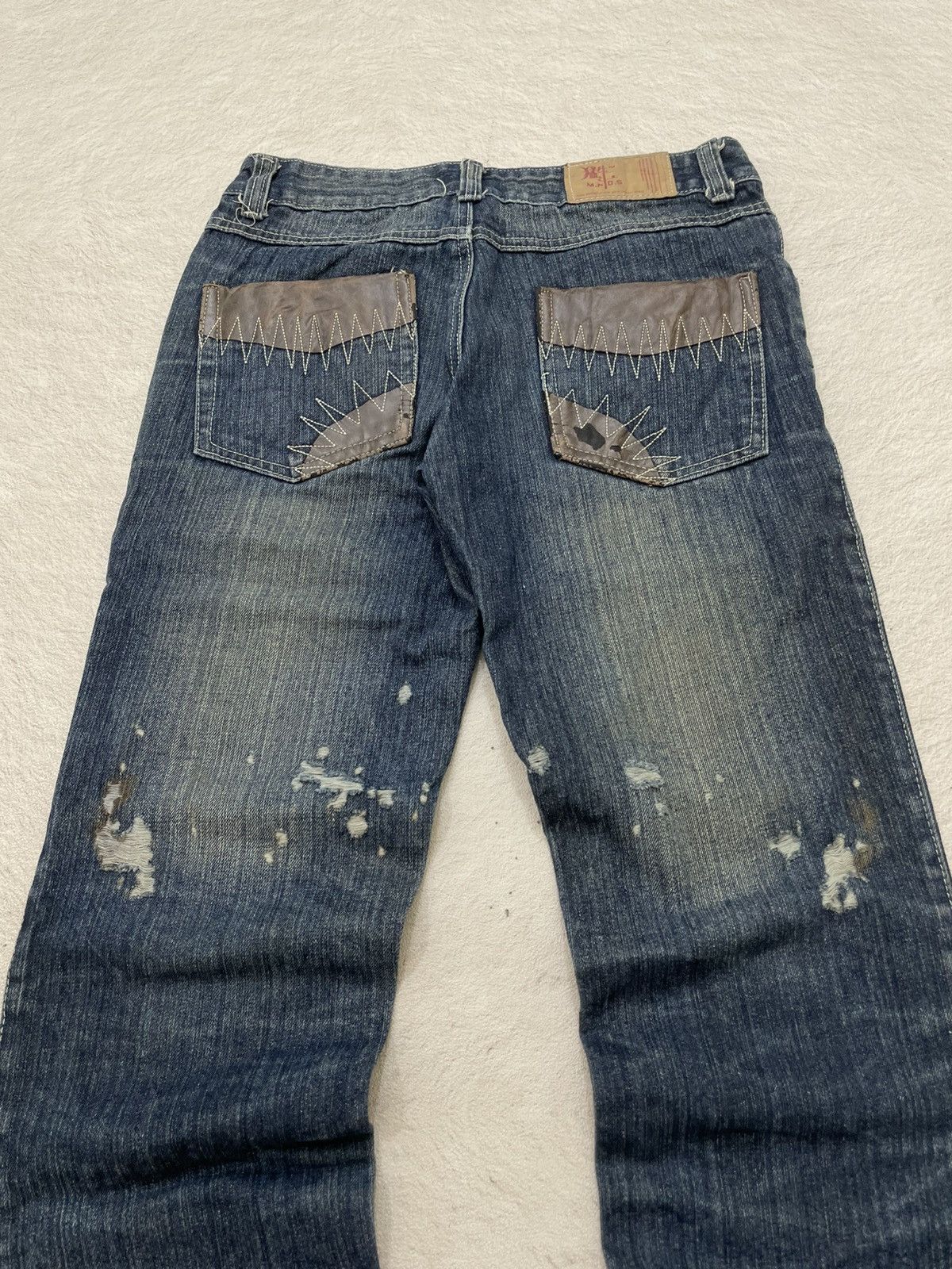 Japanese Brand 2000s Number Nine Multi Pocket Denim Ripped Fading Jeans Y2K Size US 29 - 8 Thumbnail