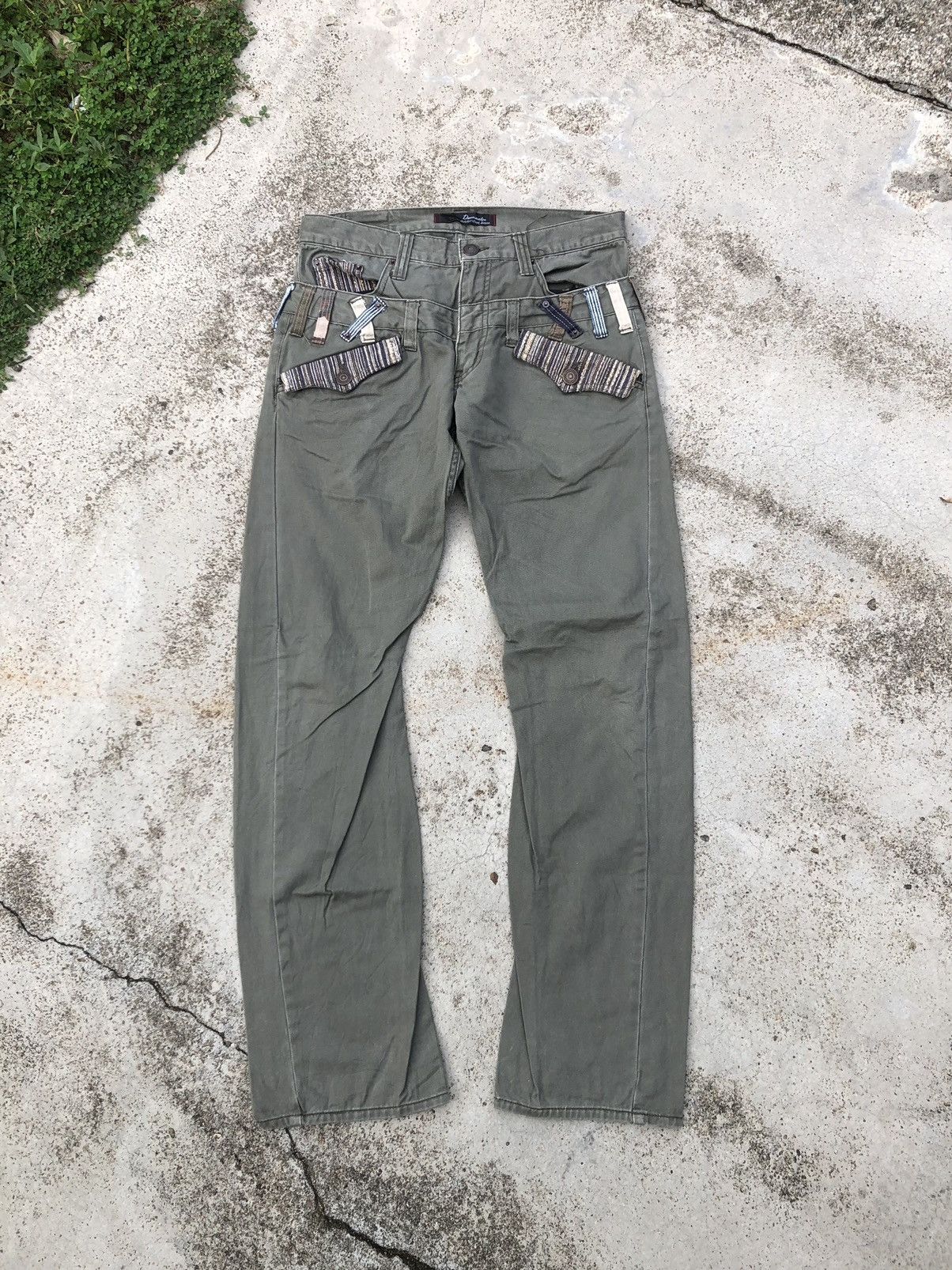 Pre-owned Avant Garde Double Waist Green Army Pant By Dominate