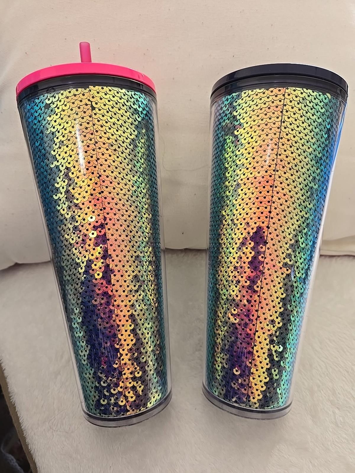 Other 2 Starbucks Iridescent Sequin Cold Cup Tumblers 24 oz. Size ONE SIZE - 3 Thumbnail