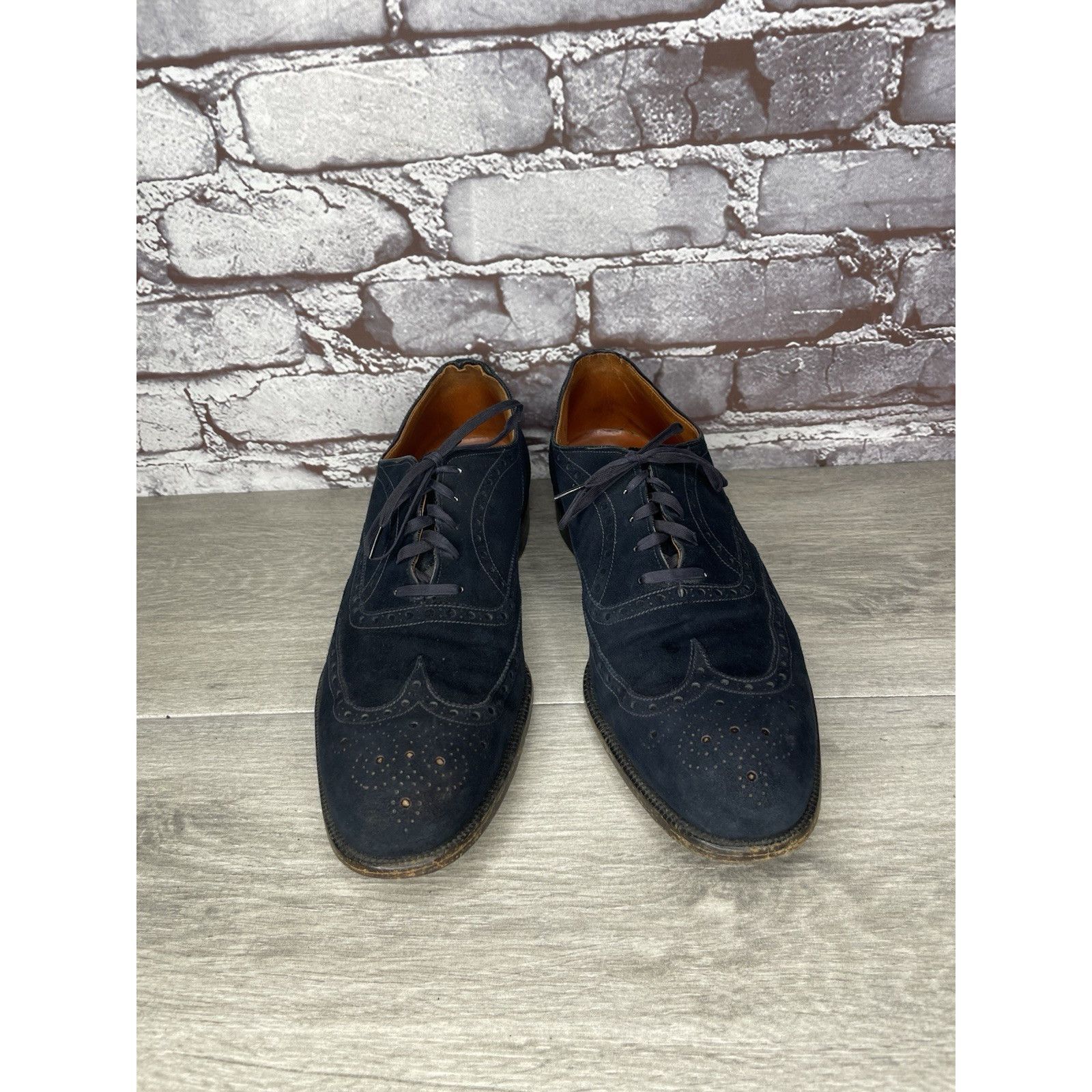 Saks Fifth Avenue Saks Fifth Ave Blue Suede Leather Wingtip Oxfords Lace Up Sh Size US 8 / EU 41 - 20 Thumbnail