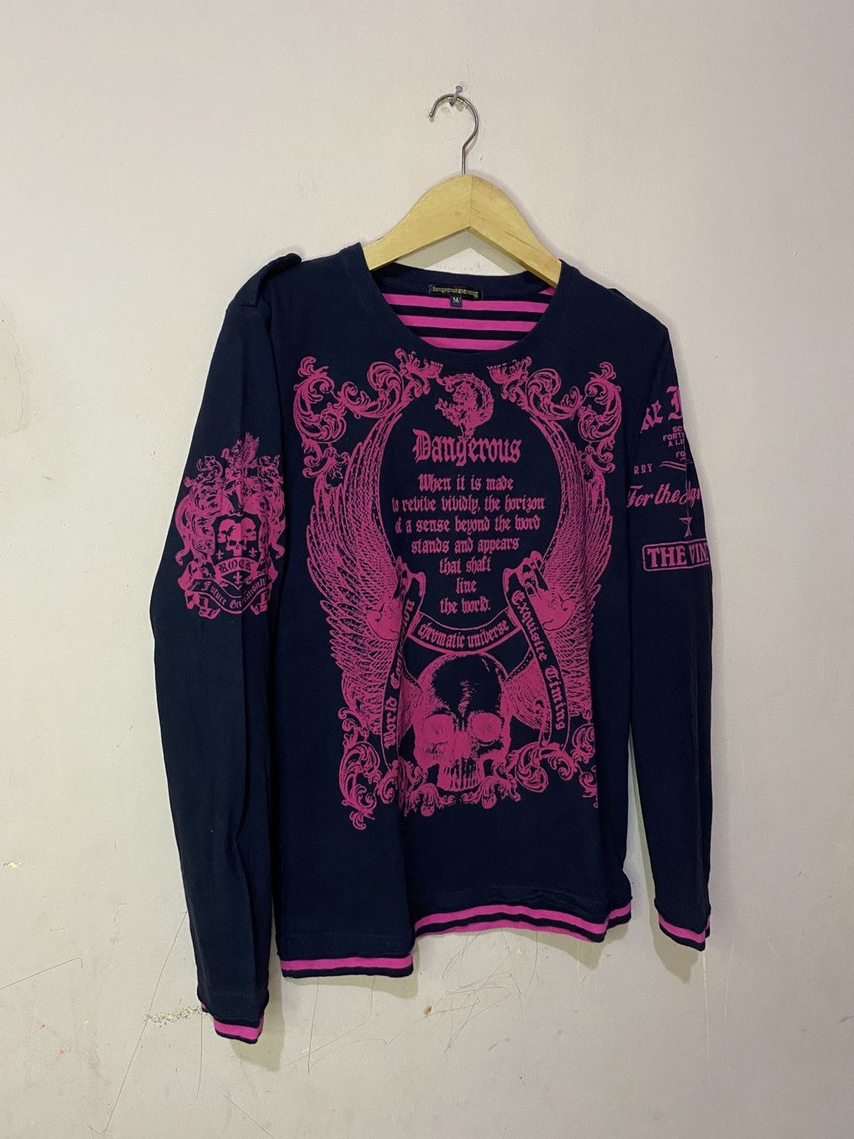 If Six Was Nine Y2k Dangerous Warning Poem Skulls Long Sleeve Size US M / EU 48-50 / 2 - 2 Thumbnail