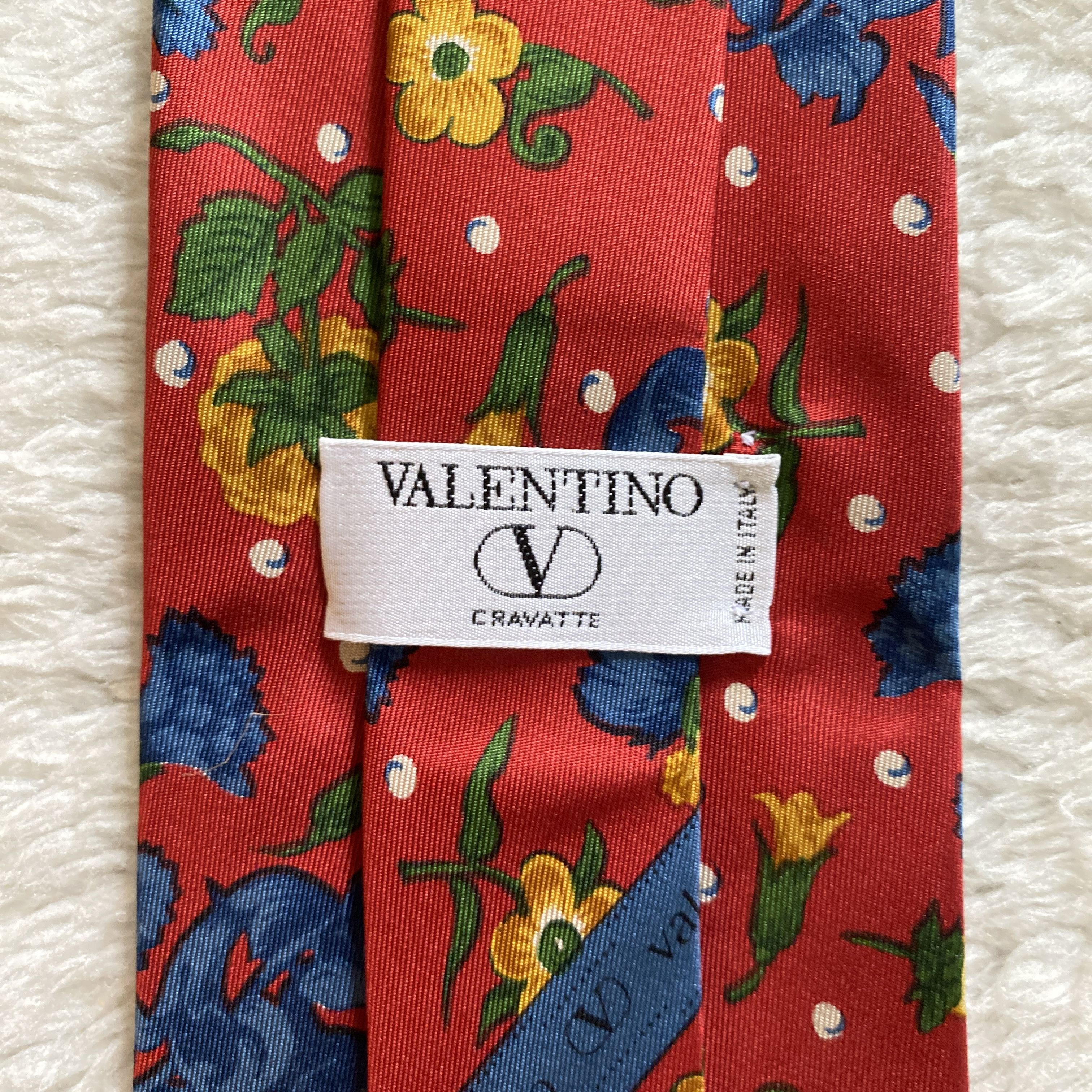 Valentino Vintage Valentino Cravatte Silk Tie – Red Retro Floral Size ONE SIZE - 4 Thumbnail
