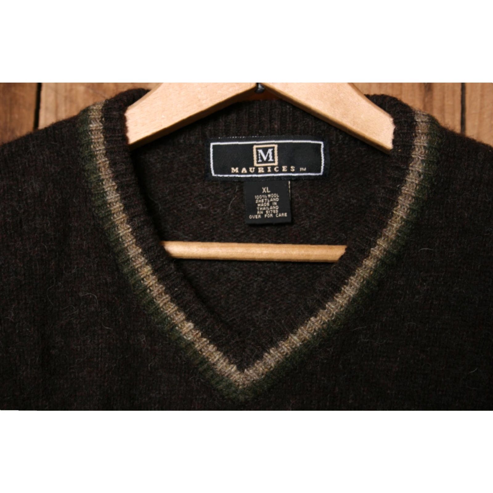 Vintage VINTAGE Maurices Brown Shetland Wool V-Neck Sweater Women's XL Shirt Size XL / US 12-14 / IT 48-50 - 2 Thumbnail