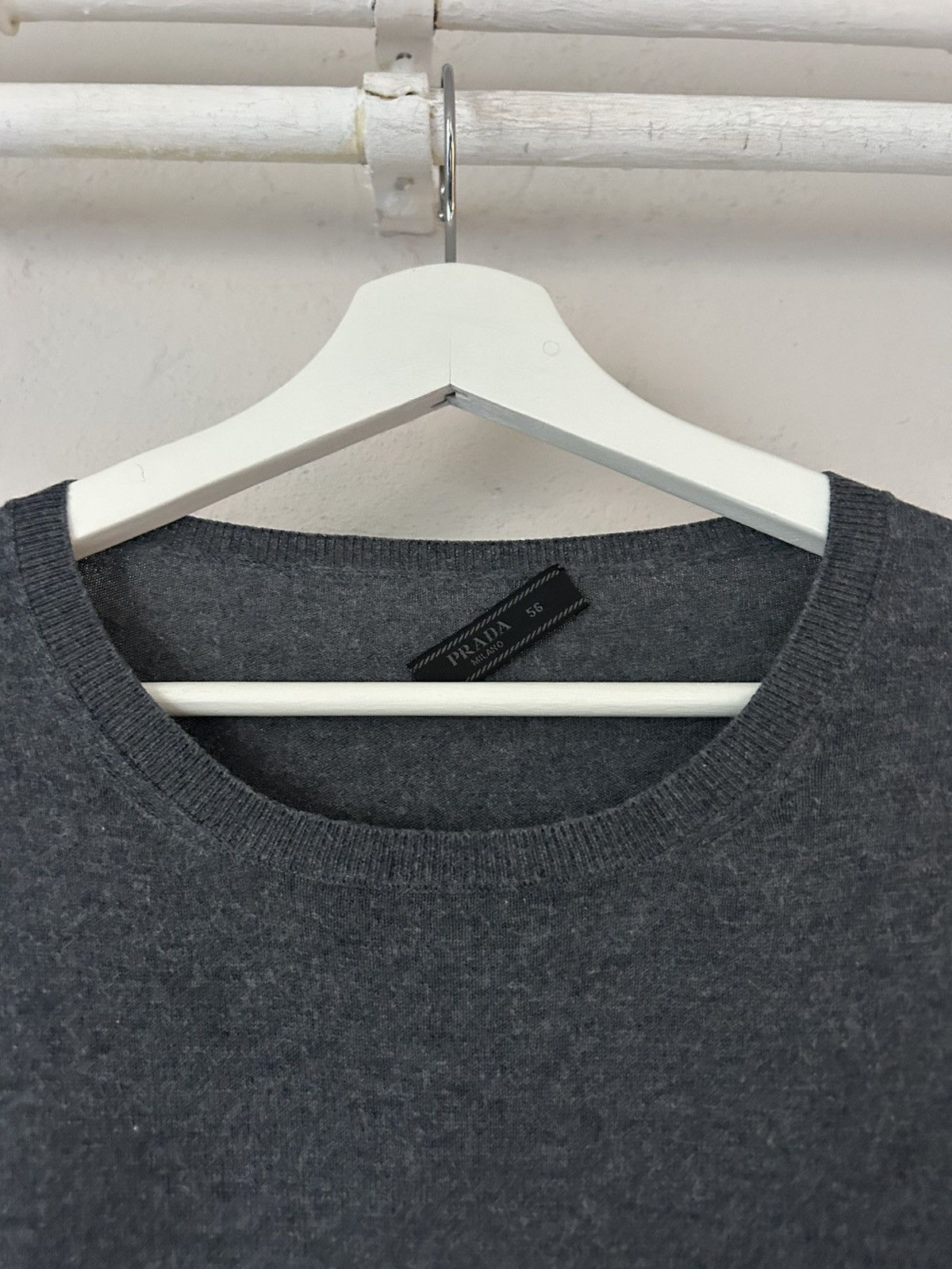 Prada Prada Grey Cashmere Blend Sweater with Loose Neck Tag Size US XL / EU 56 / 4 - 2 Thumbnail