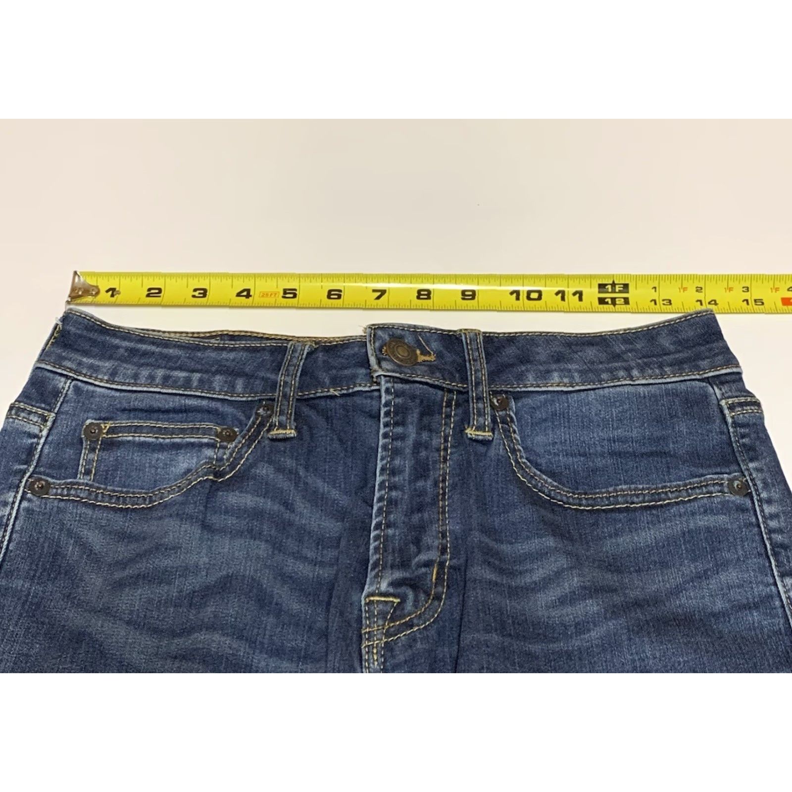 American Eagle Outfitters VINTAGE American Eagle Original Straight Jeans Mens 28x29 Blue Denim Cotton Blend Fade Lines Whiskers Pockets Size US 28 / EU 44 - 3 Thumbnail