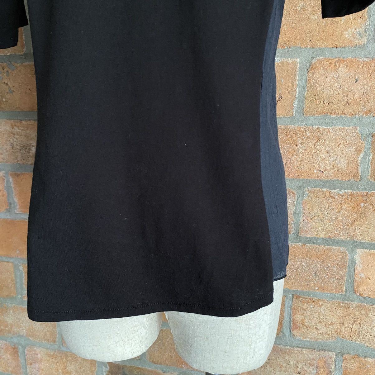 Japanese Brand A.T ATSURO TAYAMA Black Textured Short Sleeve Blouse Size S / US 4 / IT 40 - 14 Thumbnail