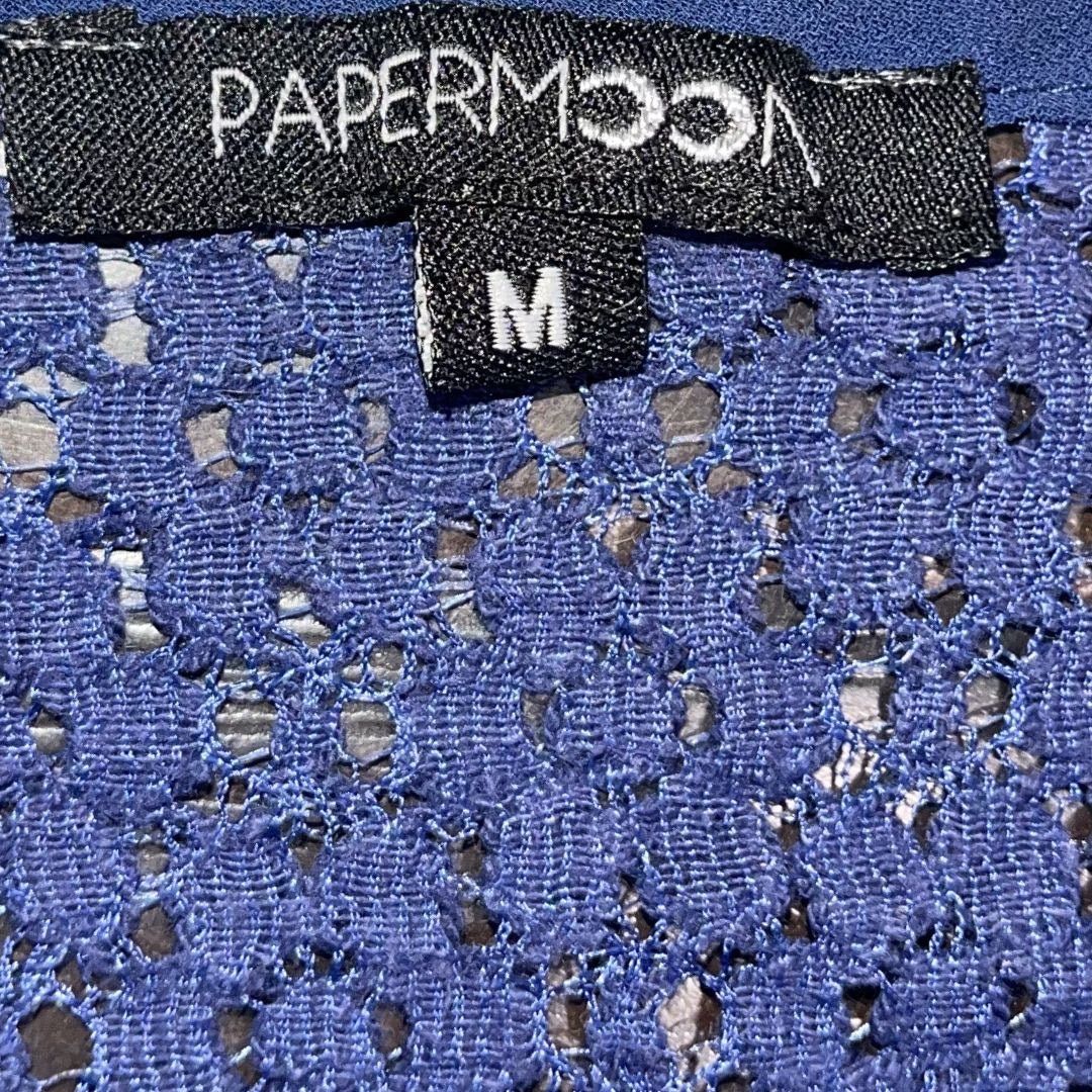Other Papermoon Navy Blue Chiffon Lace Trim V-Neck Blouse Career Size M / US 6-8 / IT 42-44 - 3 Thumbnail