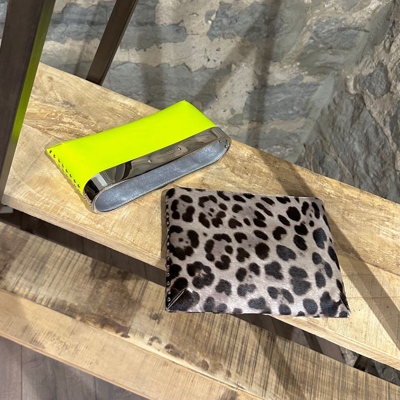 Jimmy Choo Jimmy Choo Neon Yellow Pony Hair Leopard Daphne Clutch Size ONE SIZE - 11 Thumbnail