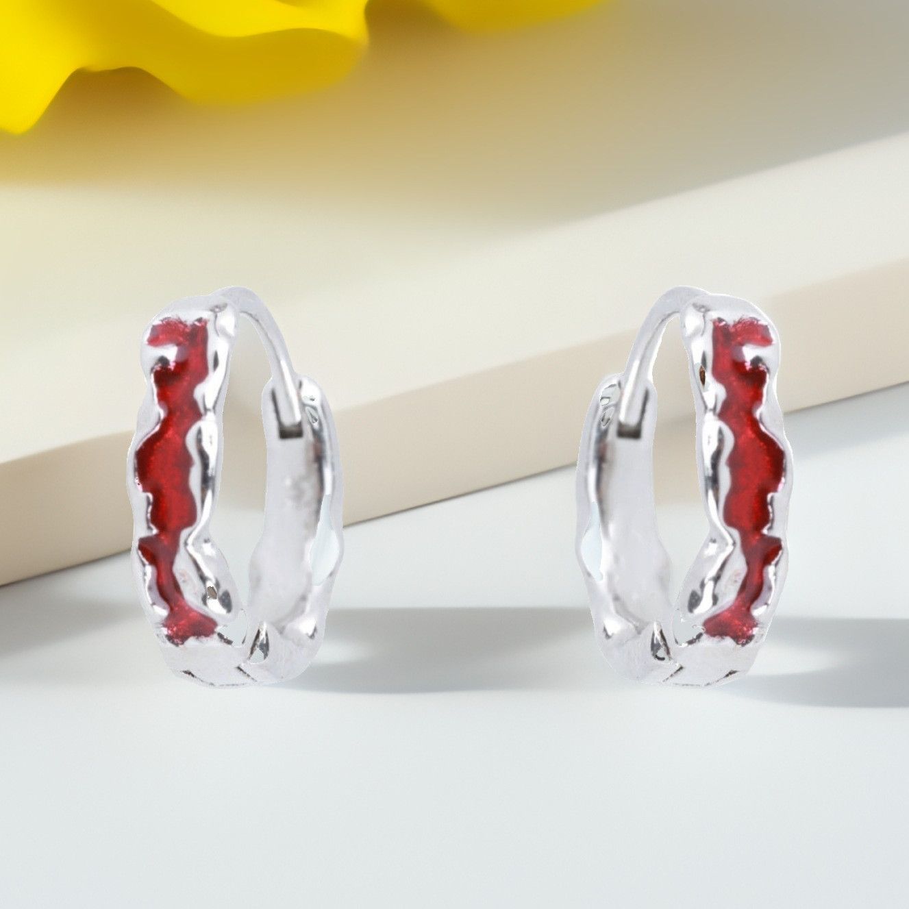Jewelry × Sterling Silver Hip-hop Earrings One Pairs Chrome Jewelry Size ONE SIZE - 5 Thumbnail
