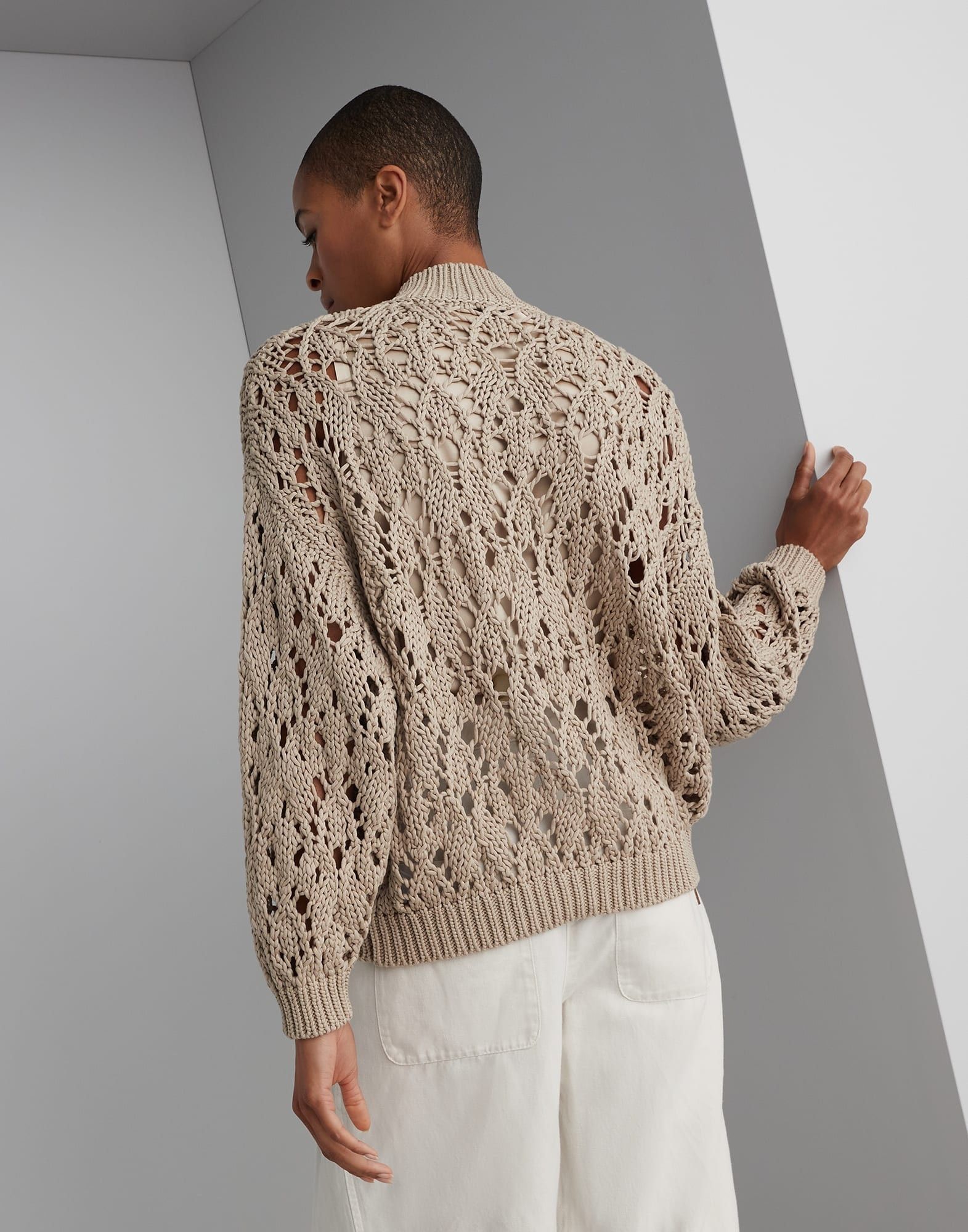 Brunello Cucinelli o1la1rc1a0425 Cardigan in Beige Size M / US 6-8 / IT 42-44 - 3 Thumbnail