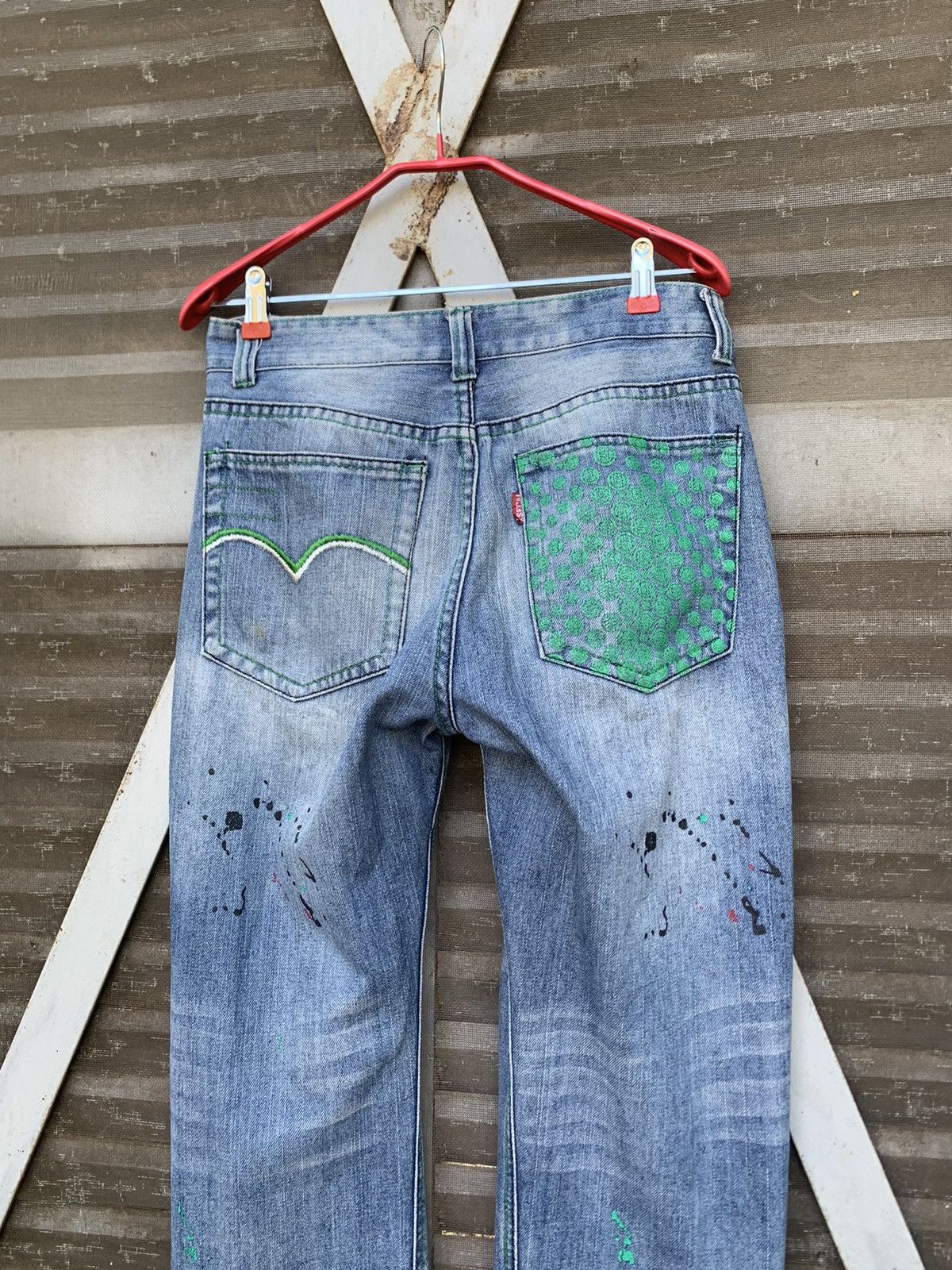 Vintage Vintage XSECAI Paint Splatters (Koi Fish Lined) Denim Jeans Size US 30 / EU 46 - 16 Thumbnail