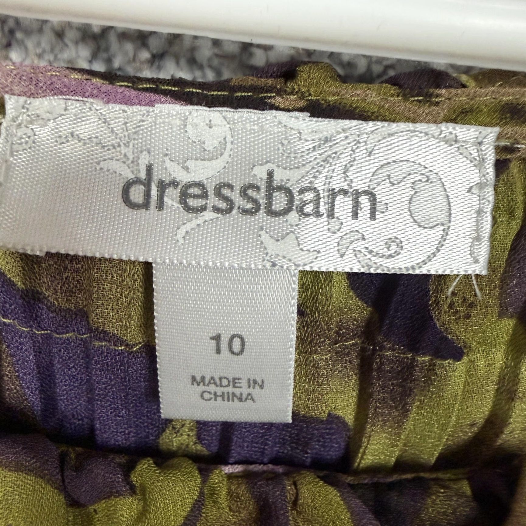 Vintage Dressbarn Dress 10 Green Tropical Floral Ruffled Pleated Earthy Lagenlook Size L / US 10 / IT 46 - 4 Thumbnail