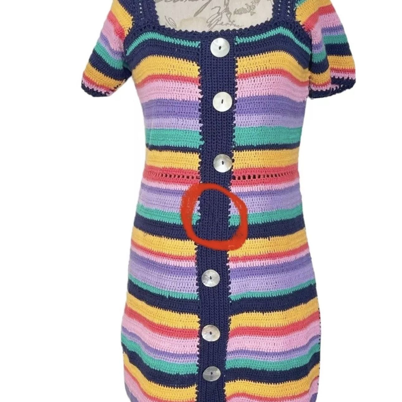 Farm Rio Anthropologie Farm Rio Renata Sweater Dress Knit Crochet Size XS / US 0-2 / IT 36-38 - 14 Thumbnail