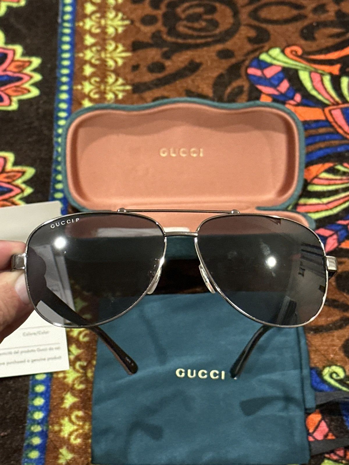 Gucci Gucci Aviator Sunglasses – Silver Frame / Grey Lenses Size ONE SIZE - 2 Thumbnail