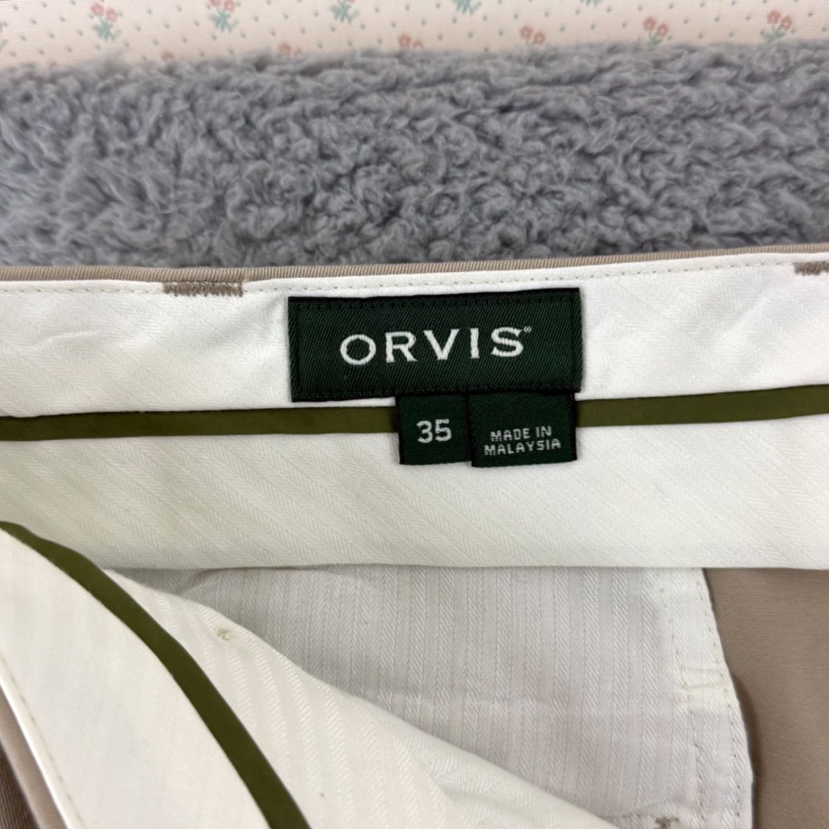 Orvis Orvis Pants Men’s 35 X 34 Beige Khaki Pleated Twill Chino Outdoor Casual Regular Straight Vintage No N/A Size US 35 - 5 Thumbnail