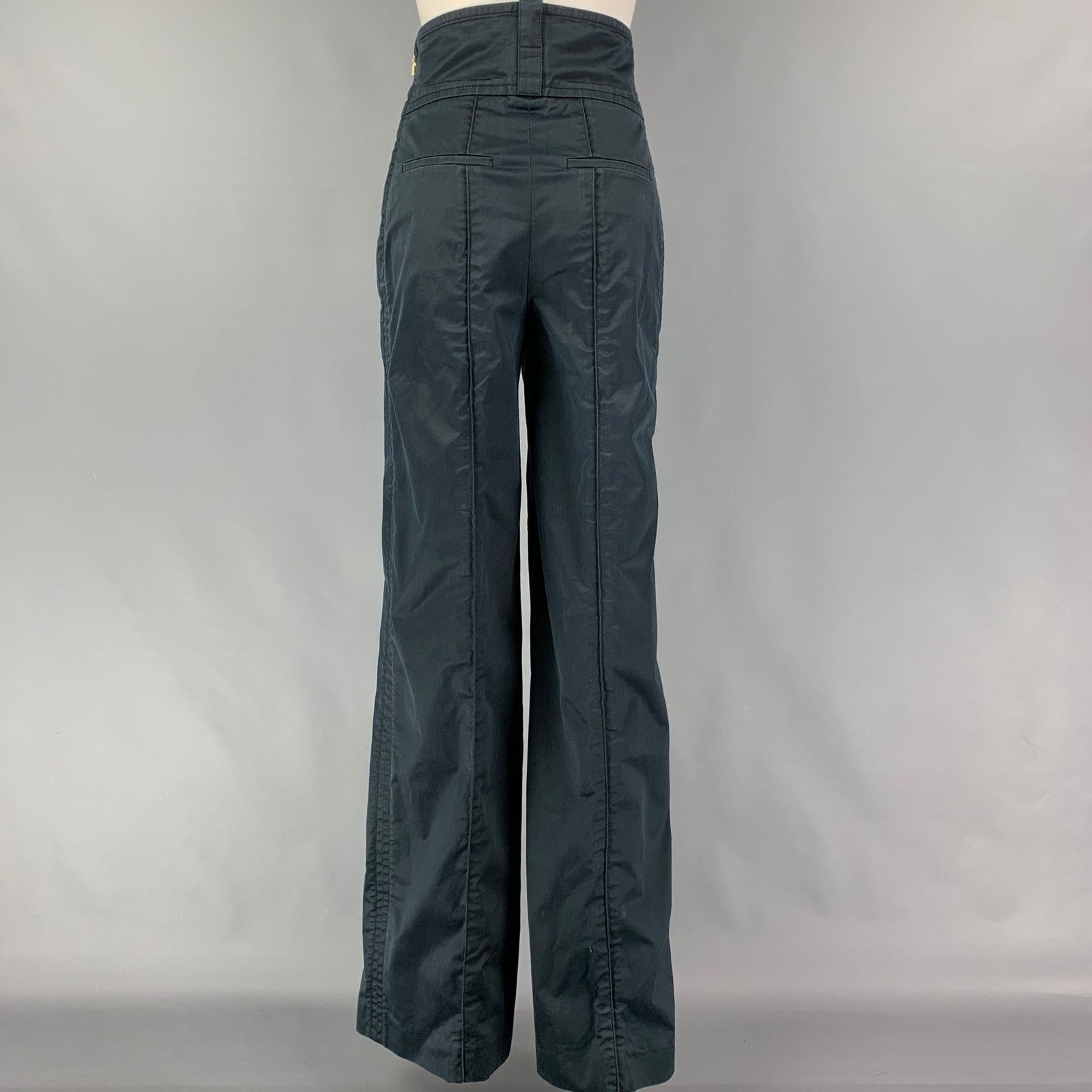 Louis Vuitton LOUIS VUITTON Size 6 Navy Cotton High Waisted Dress Pants Size 28" / US 6 / IT 42 - 2 Thumbnail