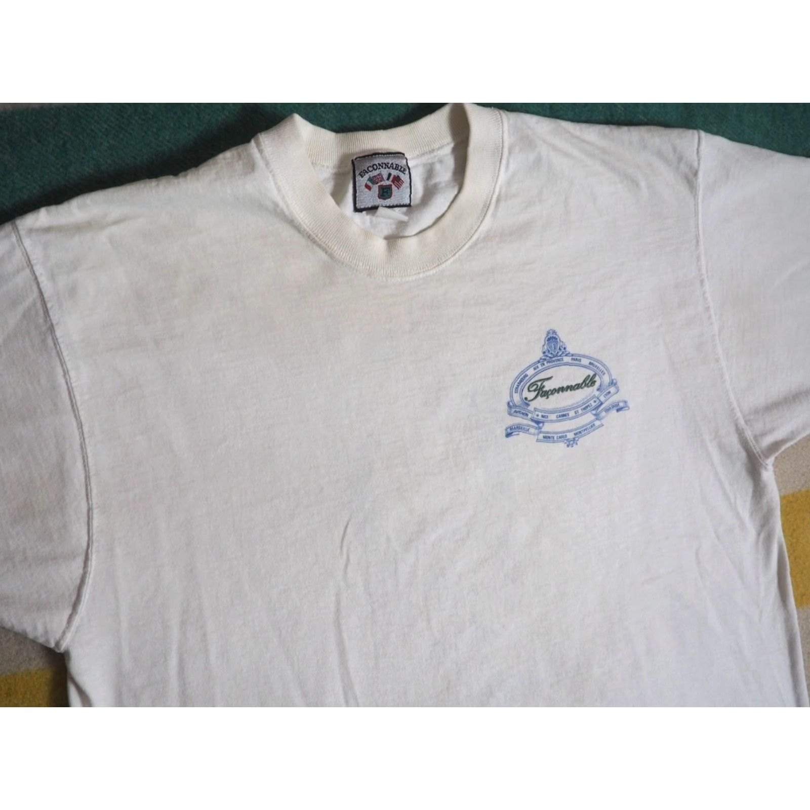 Faconnable VTG 90s Faconnable Aviron Club Sailing USA Distress White Logo Tee T-Shirt Men L Size US L / EU 52-54 / 3 - 4 Thumbnail