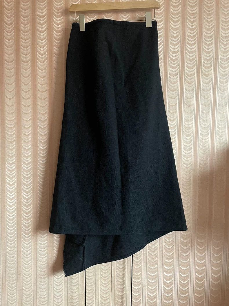 Y's Y's size 3 Black Wrap Skirt Open Line Half Skirt Wool Skirt Size 25" / US 0 / IT 36 - 2 Thumbnail