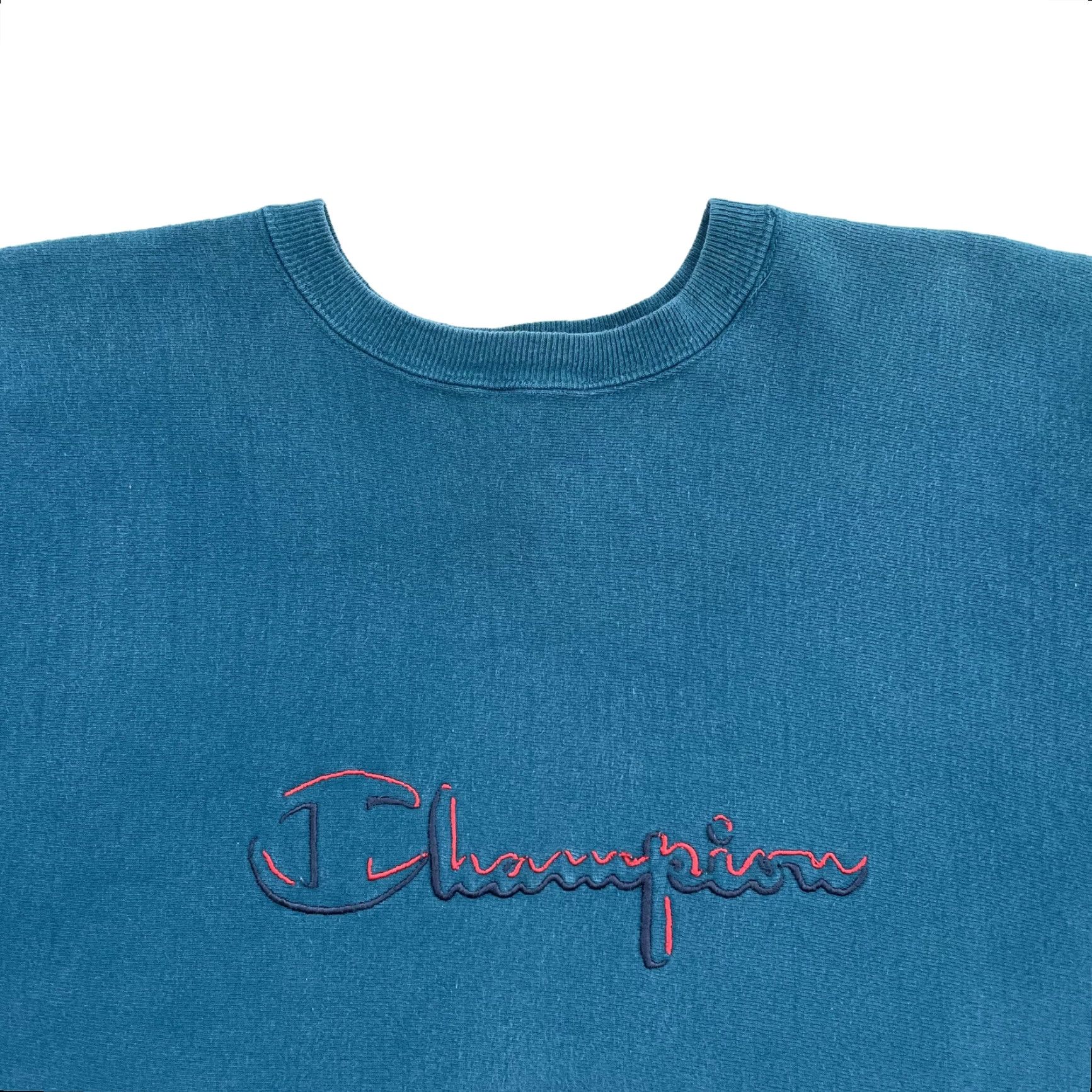 Champion VINTAGE Champion Reverse Weave Sweatshirt XL/XXL Spellout Blue Mens Pullover Reversible Sweatshirt Short Vintage Champion Reverse Weave 2XL Blue Mens Size US XXL / EU 58 / 5 - 2 Thumbnail