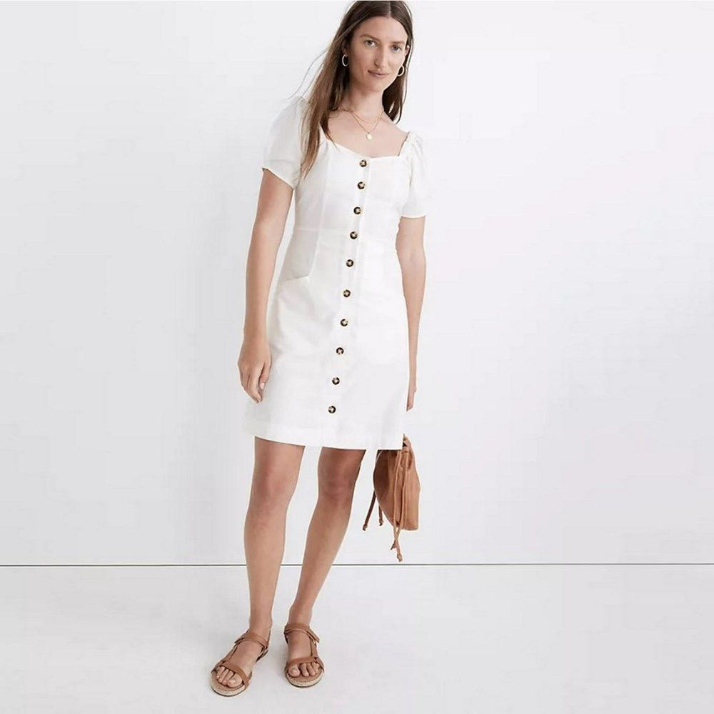 Madewell NWT New $118 Madewell Off-White Linen-Cotton Puff-Sleeve Mi Size M / US 6-8 / IT 42-44 - 1 Thumbnail