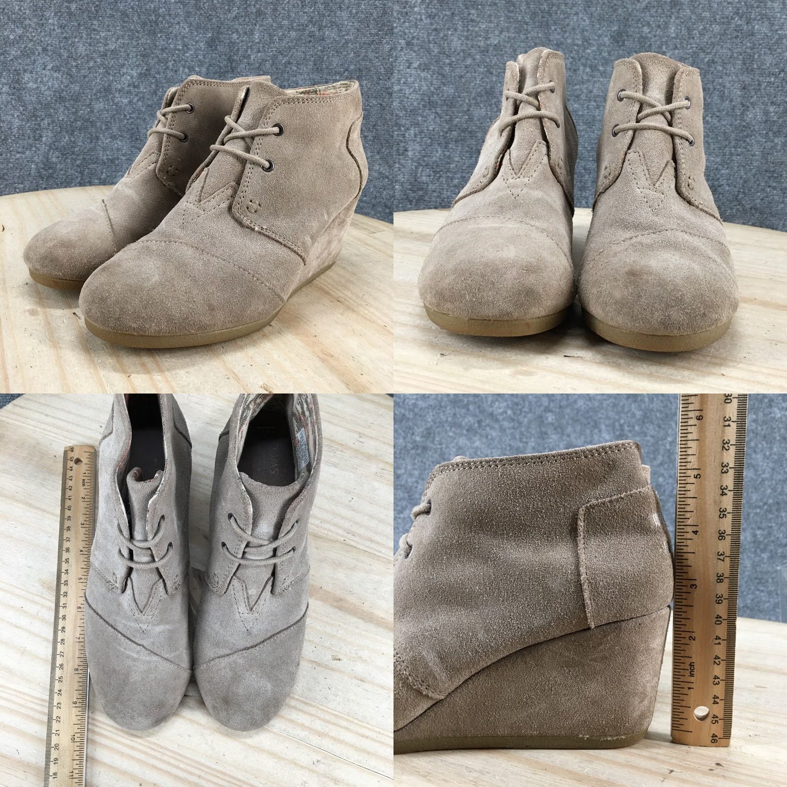 Toms TOMS Boots Womens 8 Desert Ankle Booties Wedge Heels Casual Brown Suede Lace Up Women Bootie XS? Size US 8 / IT 38 - 8 Thumbnail