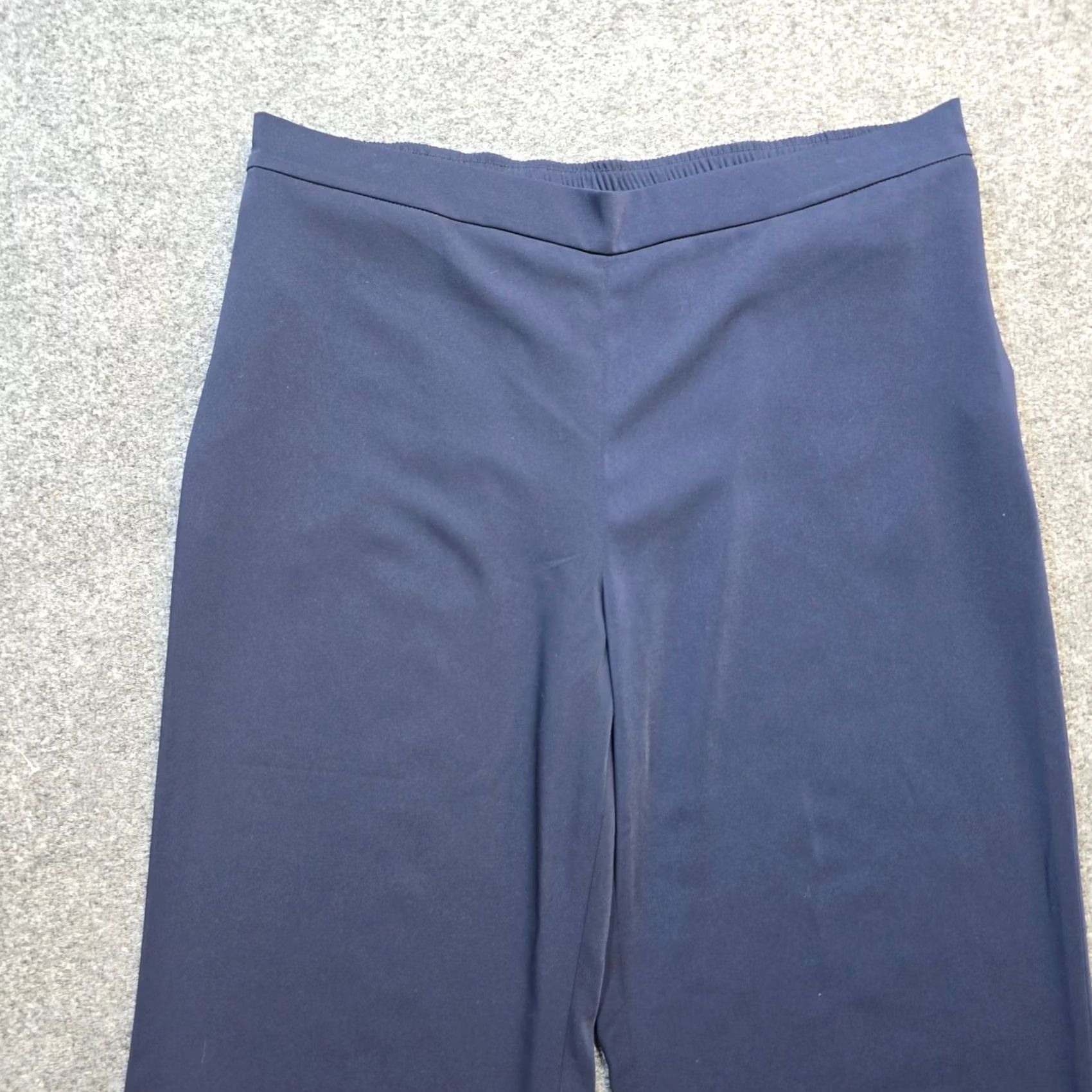 Vintage Susan Graver Pants Women Size 16 Blue Wide-Leg Knit Elastic Waist High Rise Casual Dress Pants Size 24" / US 00 / IT 34 - 3 Thumbnail