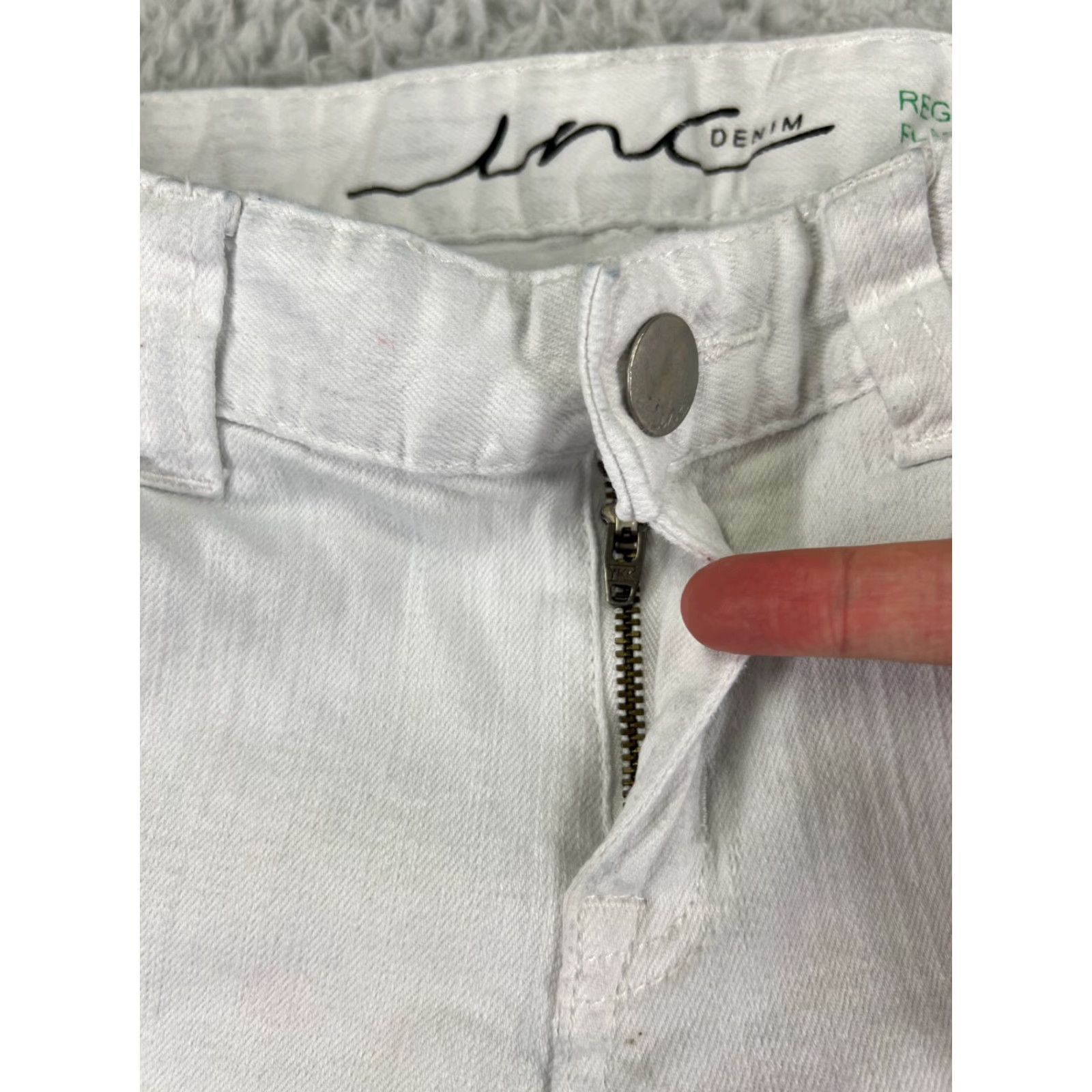 Vintage INC International Concepts Jeans Women 4 White Denim Flared Regular 27x32 Pants, 5-Pocket, Zip, Distressed, Stretch, Medium Wash, Cotton, Vintage: No Size 27" / US 4 / IT 40 - 5 Thumbnail