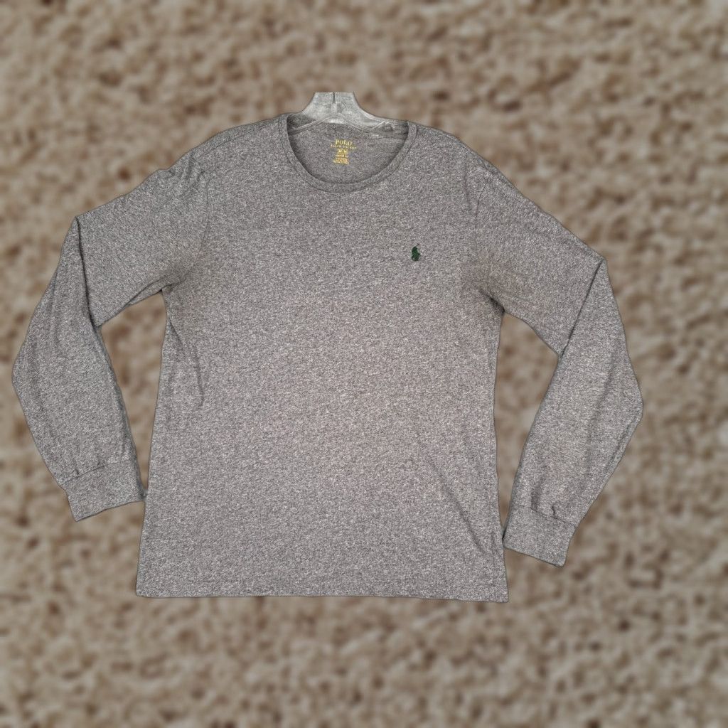 Polo Ralph Lauren Polo Ralph Lauren Shirt Men M Gray Crew Neck Long Sleeve Custom Fit Cotton Jersey Logo All Seasons 90s City Brand Mens Size US M / EU 48-50 / 2 - 1 Thumbnail