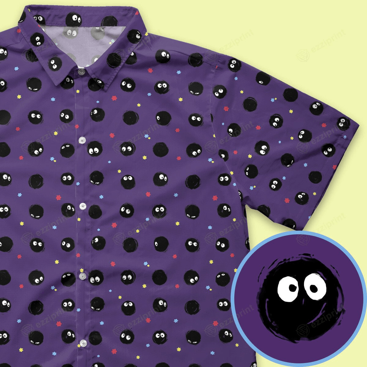Designer × The Unbranded Brand Susuwatari Studio Ghibli Anime Pattern Button Down Shirt Size US M / EU 48-50 / 2 - 1 Thumbnail