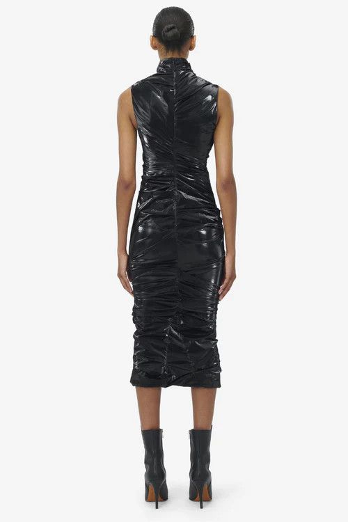 Alexander McQueen o1s22i1n1024 Laminated Jersey Dress in Black Size S / US 4 / IT 40 - 3 Thumbnail