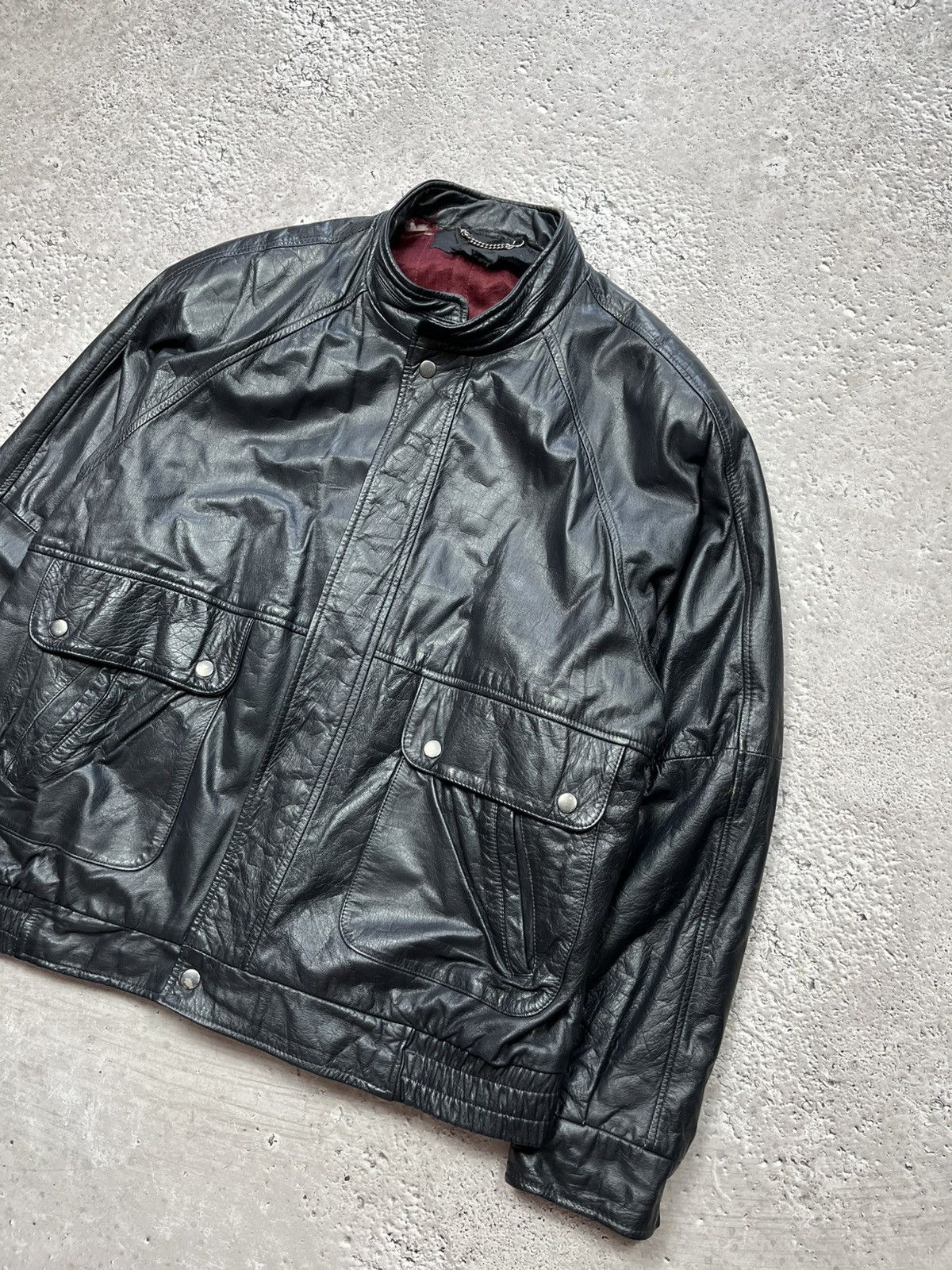 Leather × Vintage Vintage St Michael Leather Bomber Jacket Korea Black Retro Size US XL / EU 56 / 4 - 3 Thumbnail