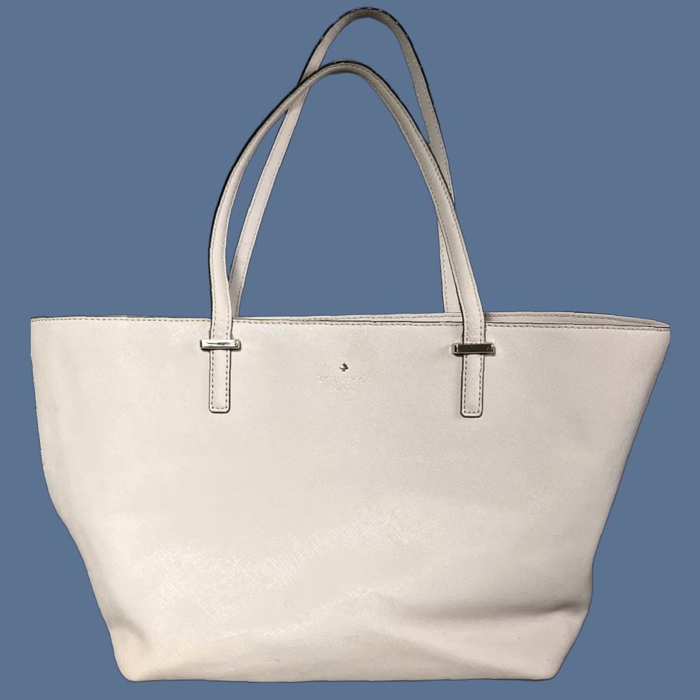 Vintage VINTAGE KATE SPADE Cedar Street Tote Beige Pink Purse Handbag Women Leather 17.5” x 10” x 6” Purse Size ONE SIZE - 1 Thumbnail