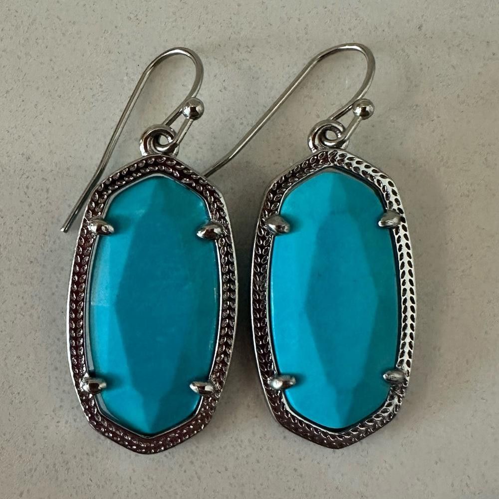 Kendra Scott Kendra Scott Dani Turquoise Blue Magnesite Silver Earrings Size ONE SIZE - 2 Thumbnail